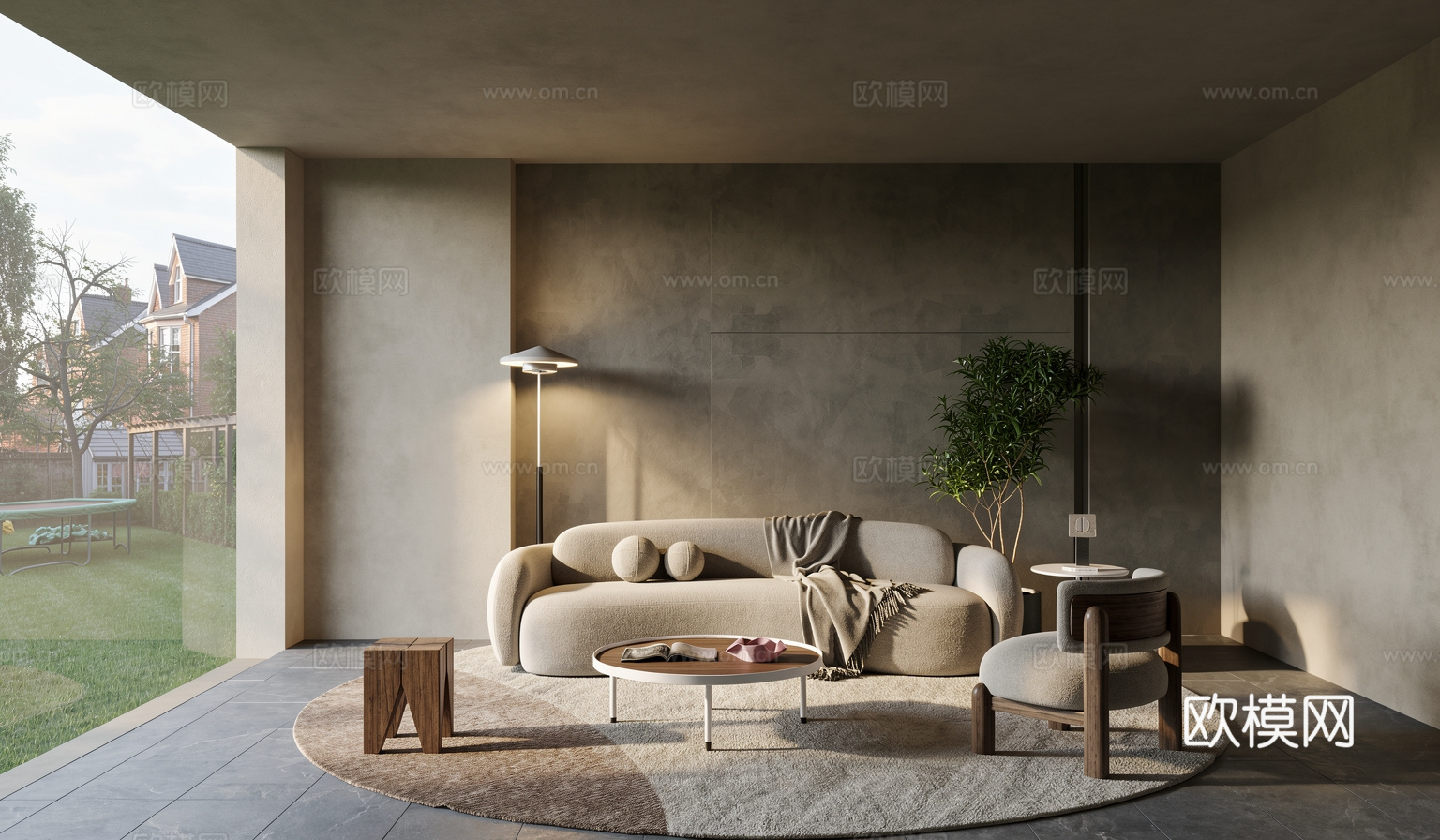 现代客厅  侘寂风客厅  奶油风客厅su模型