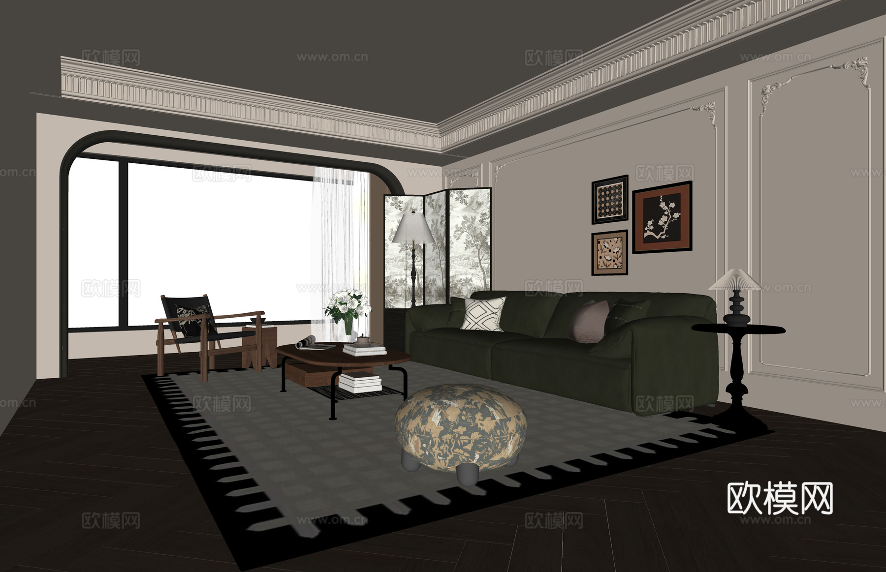 客餐厅 卧室 餐厅 阳台 衣帽间 门窗su模型