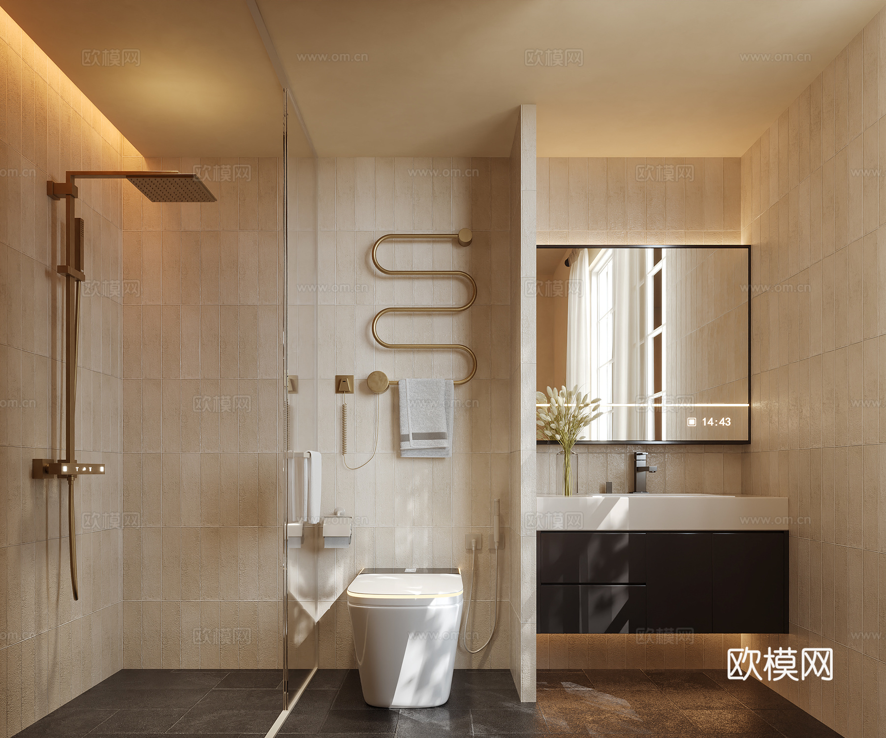 现代卫生间su模型下载（渲染图1）