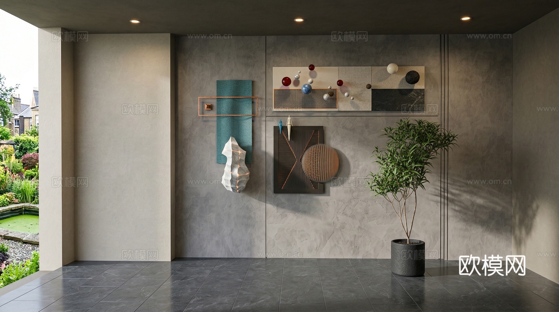 现代墙饰挂件  立体墙饰su模型