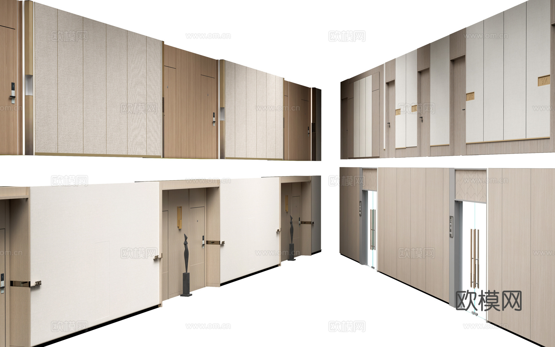 现代办公室走廊 酒店走廊 过道su模型