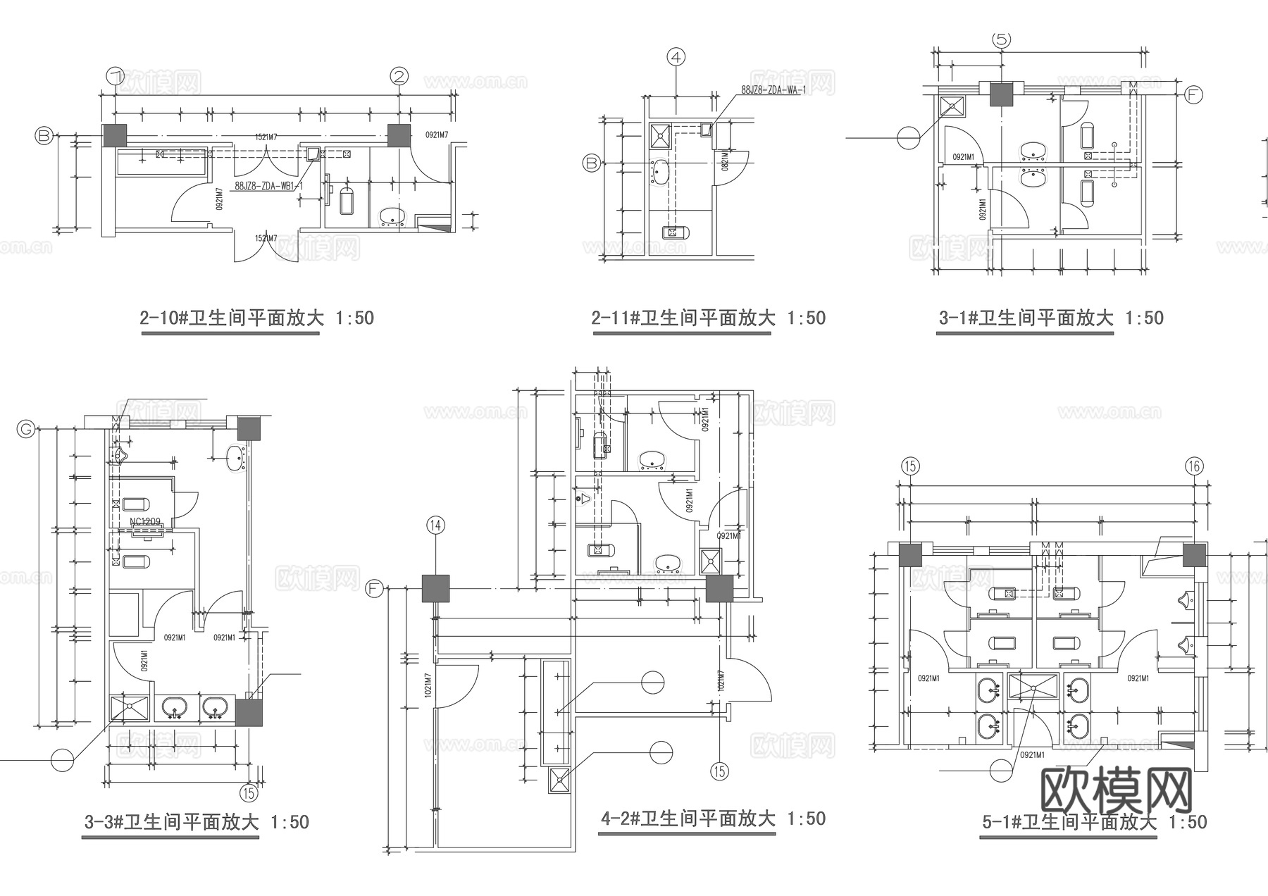 卫生间cad施工图下载