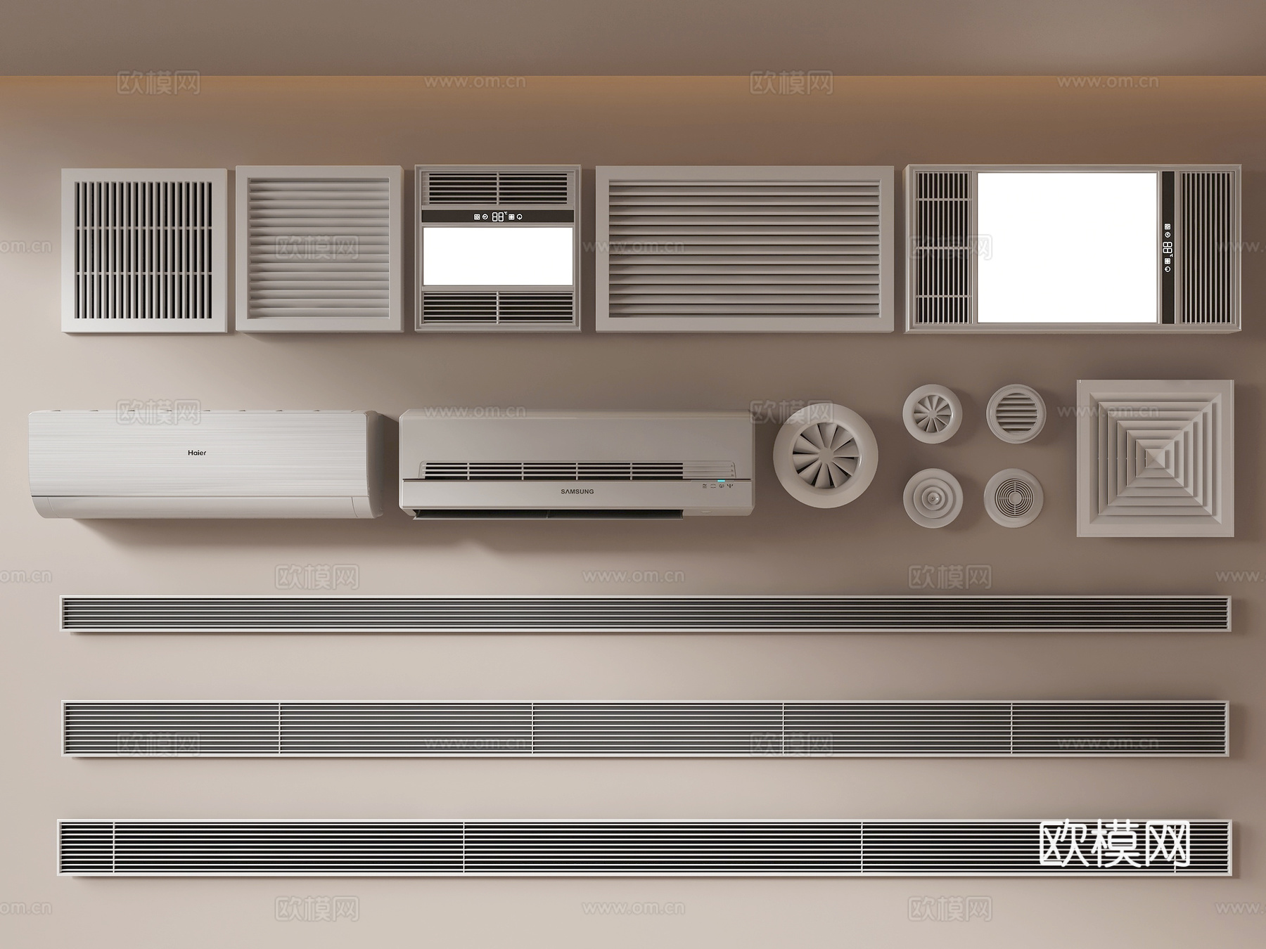 百叶出风口 现代空调 壁挂空调 暖气罩 中央空调出风口 现代su模型