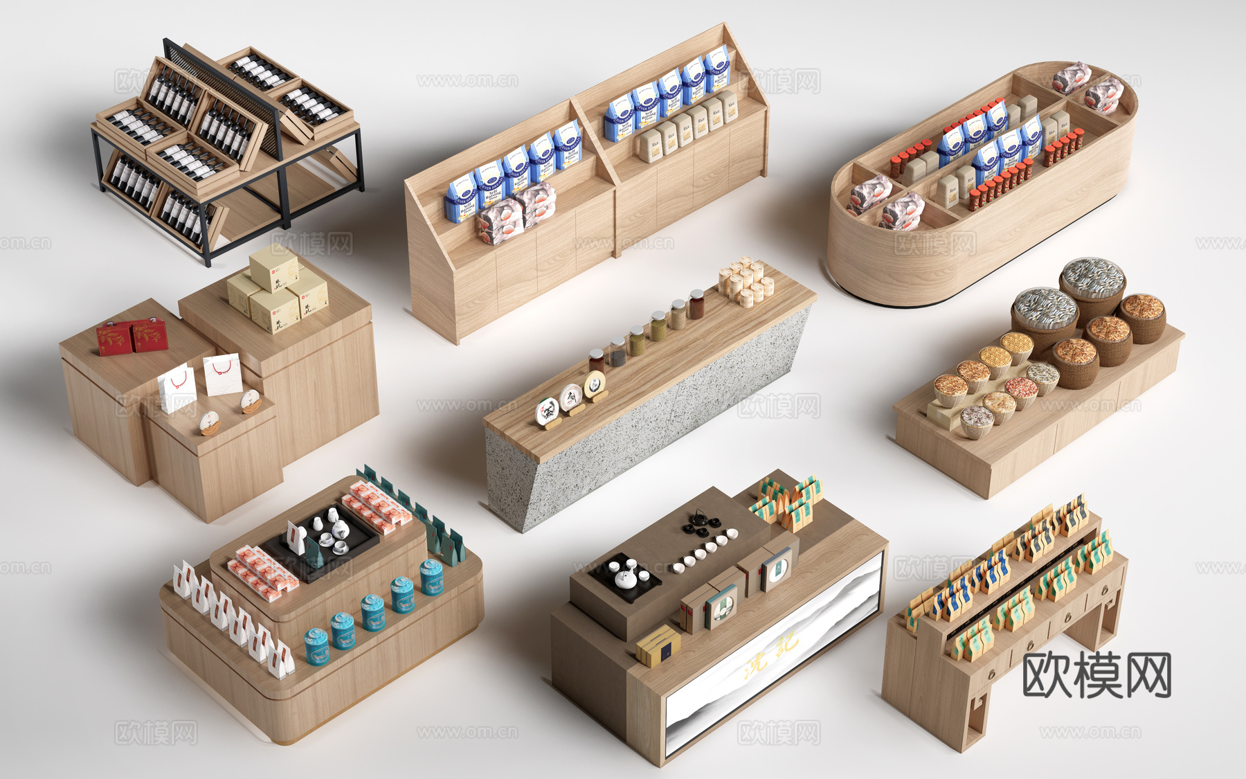 现代文创展台 文创展柜 文创展架 民俗小品su模型