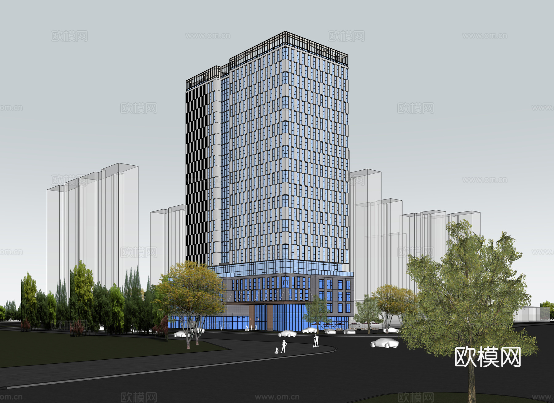 现代建筑 商业建筑 办公楼su模型