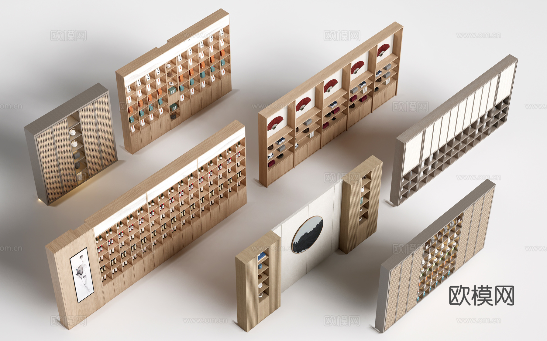 现代货架 货柜 文创展架 超市货架su模型