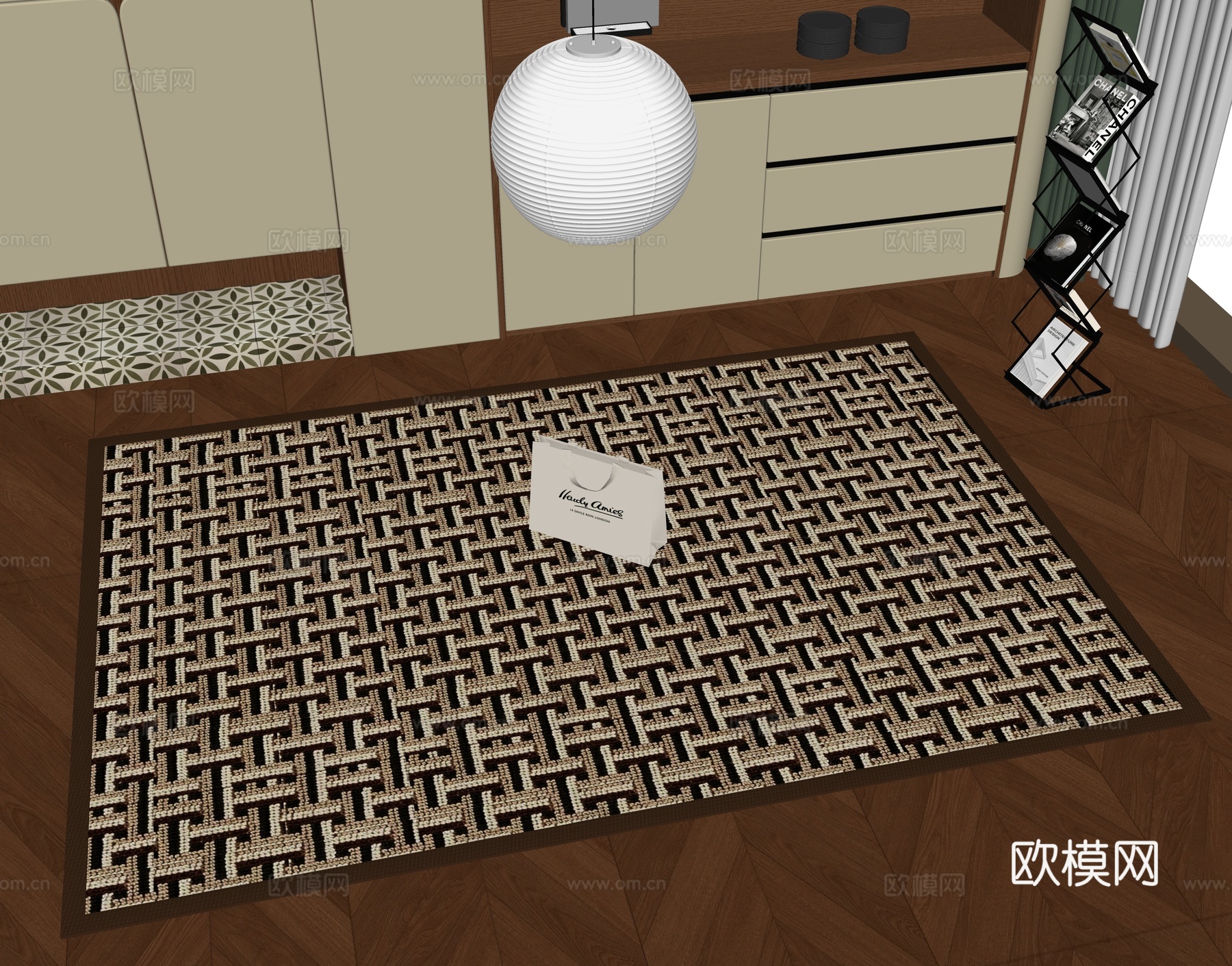 现代地毯su模型下载（渲染图2）
