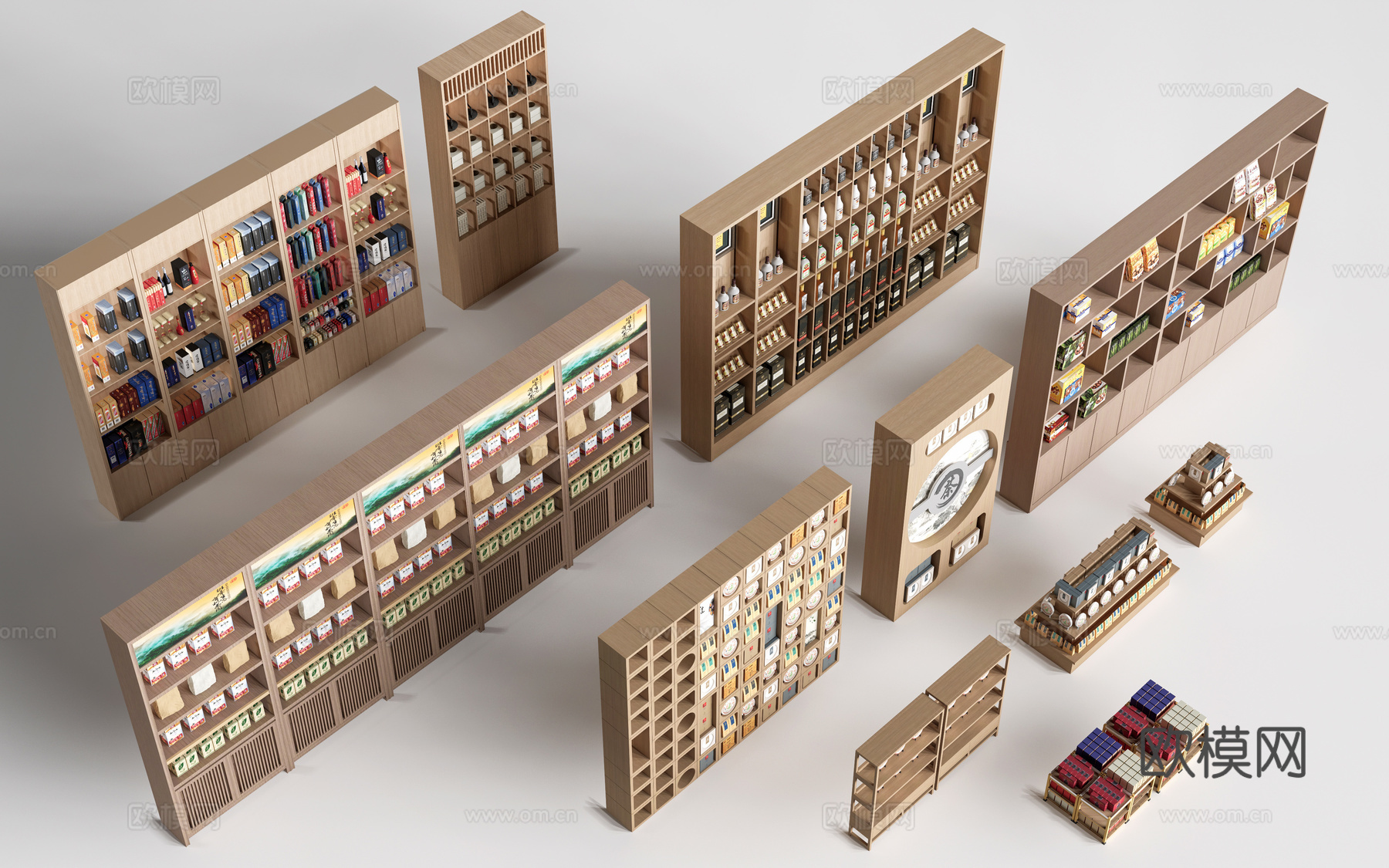 现代货架 货柜 文创展架 超市货架su模型