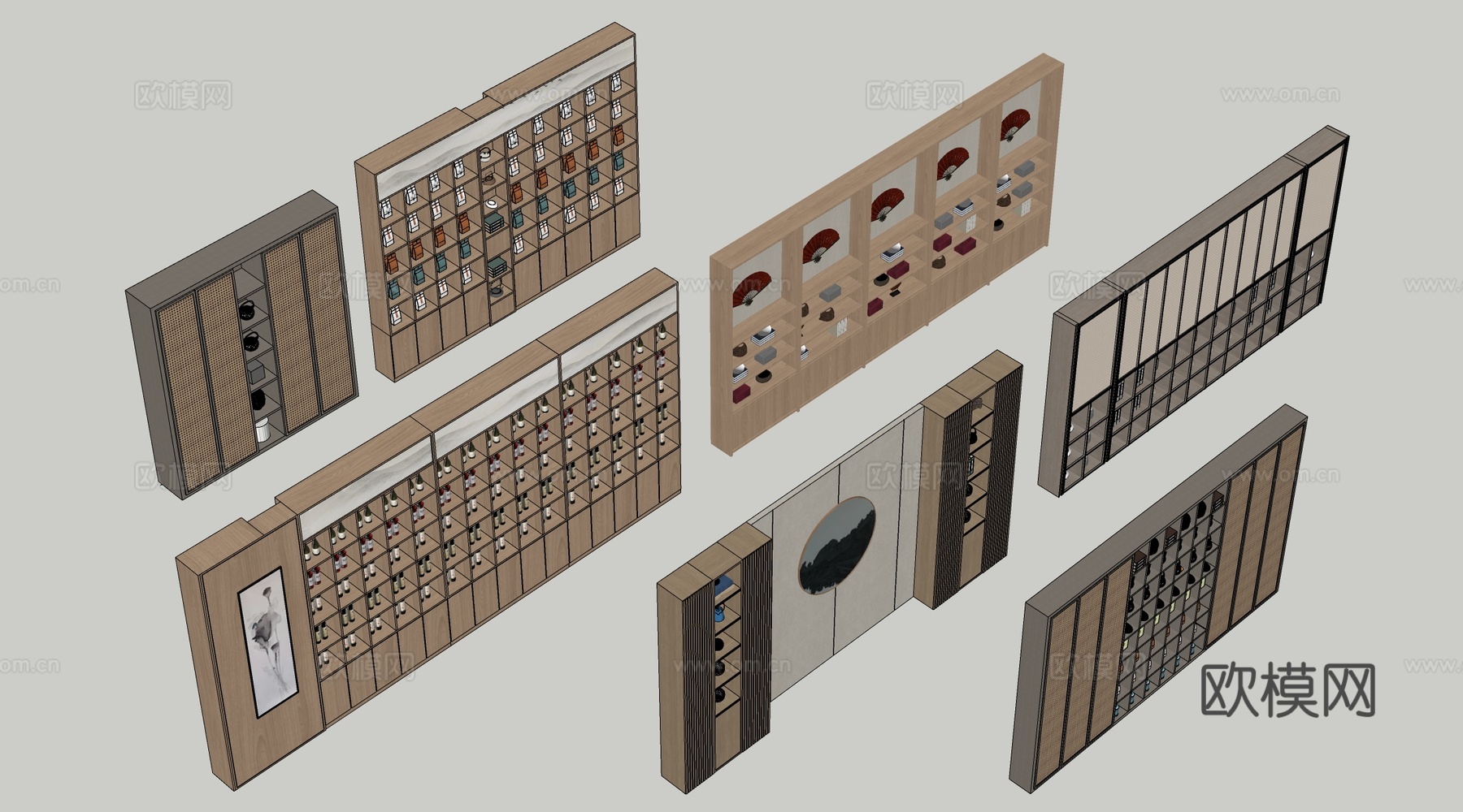 现代货架 货柜 文创展架 超市货架su模型
