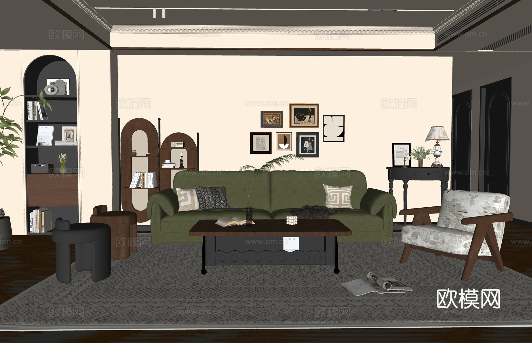 客厅 餐厅 客餐厅 卫生间su模型