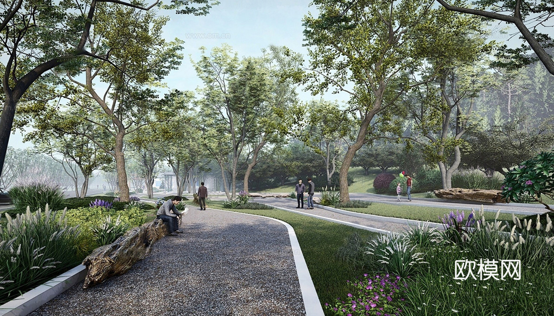 现代景观公园 林下公园  郊外公园su模型