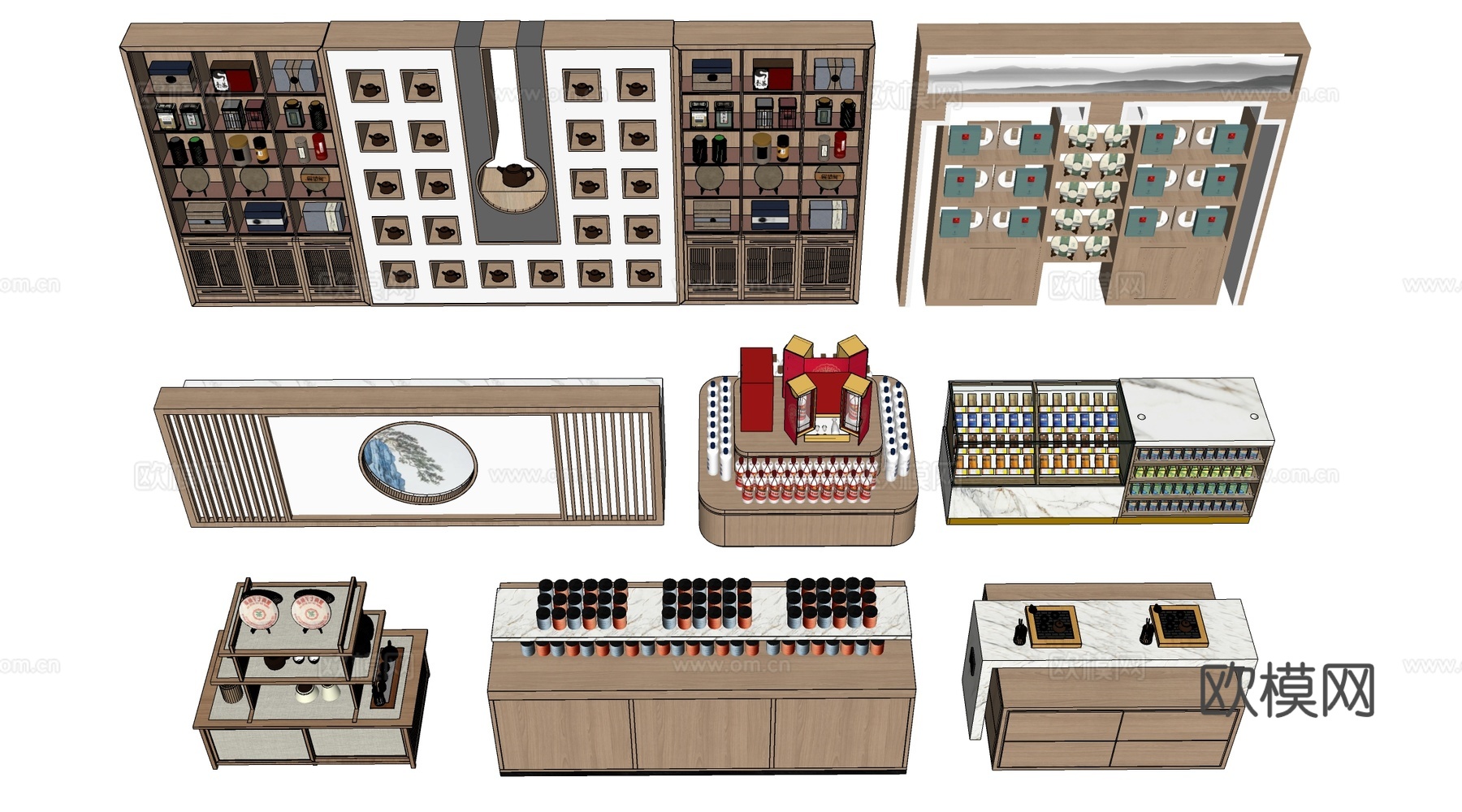 现代文创展架 文创展柜 置物架su模型