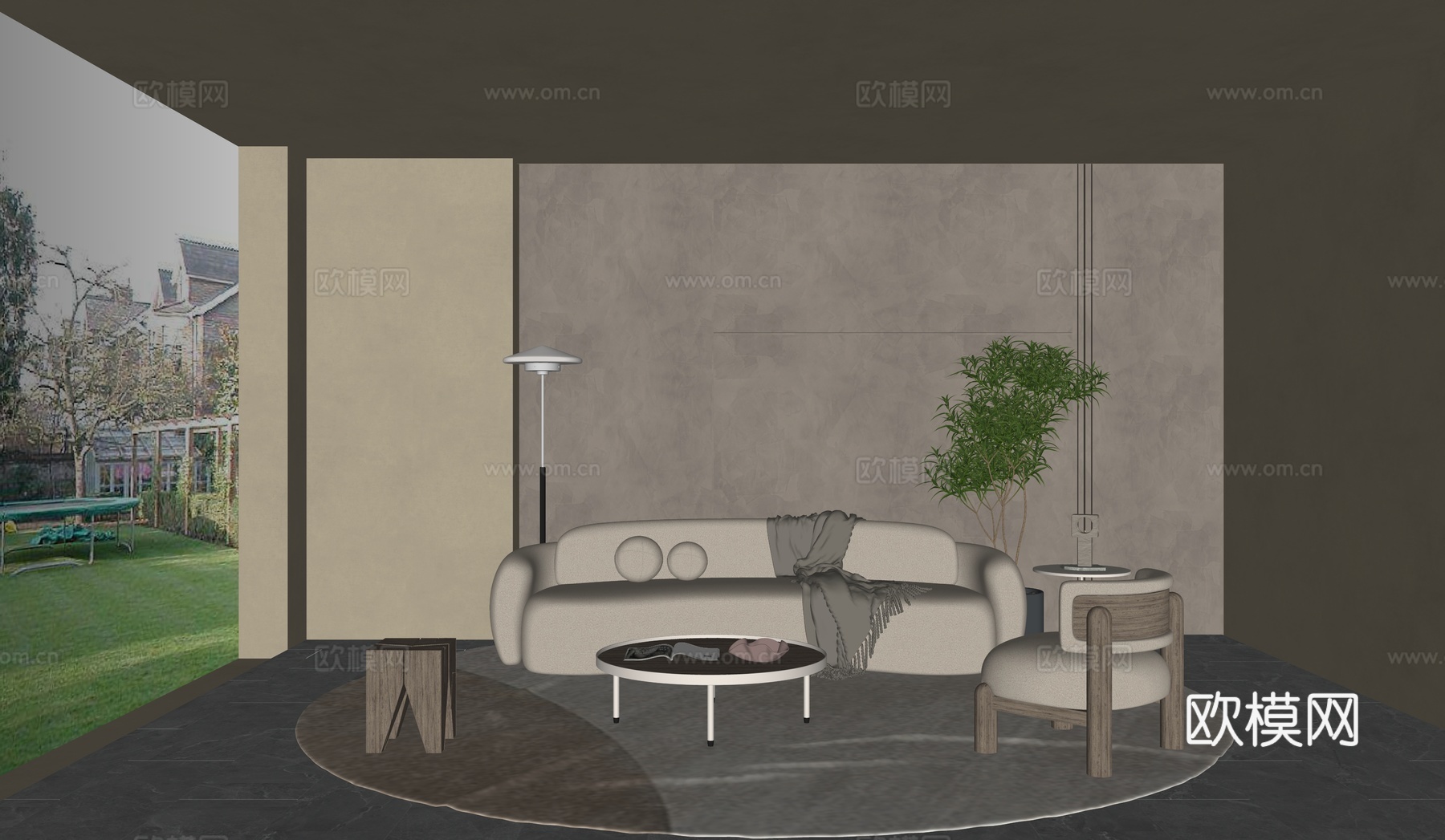 现代客厅  侘寂风客厅  奶油风客厅su模型