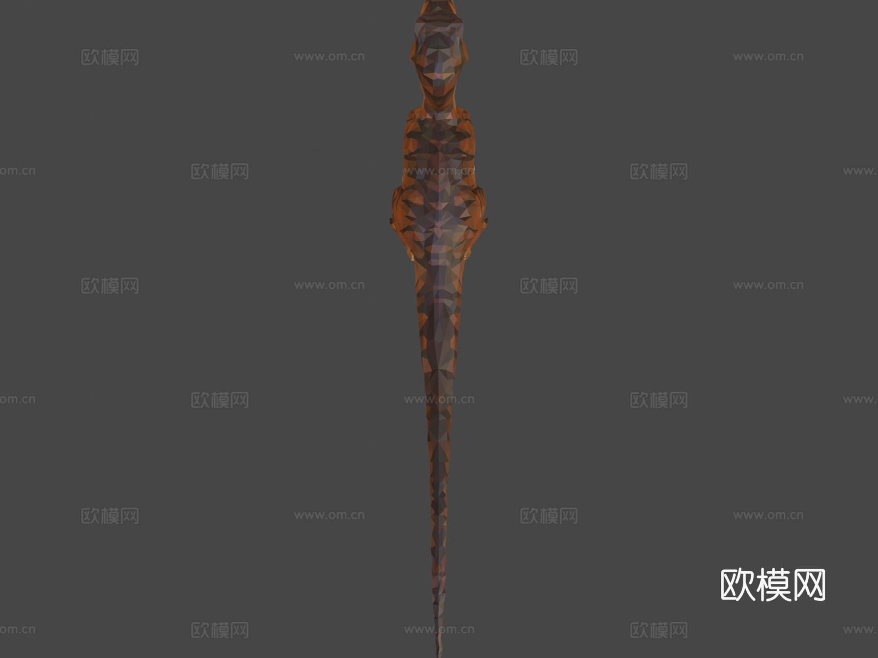 恐龙迅猛龙红色低多边形艺术风格动物su模型