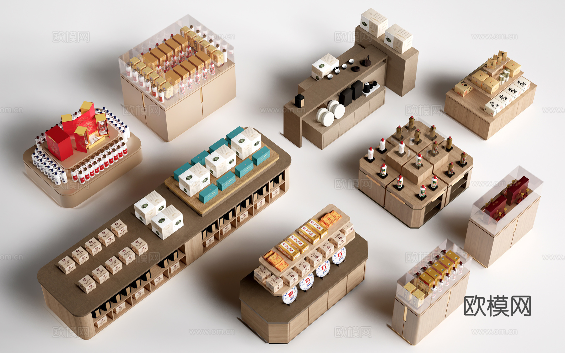 现代文创展台 文创展柜 文创展架 民俗小品su模型