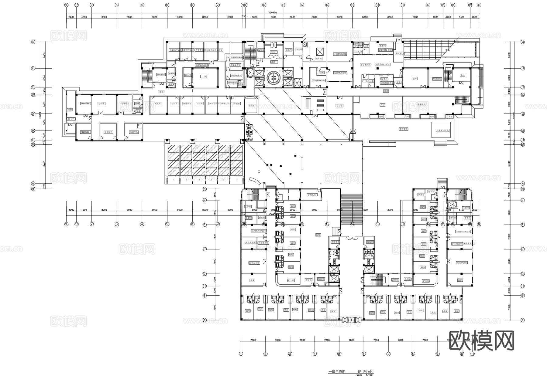 病房 综合楼 平面布置图cad施工图
