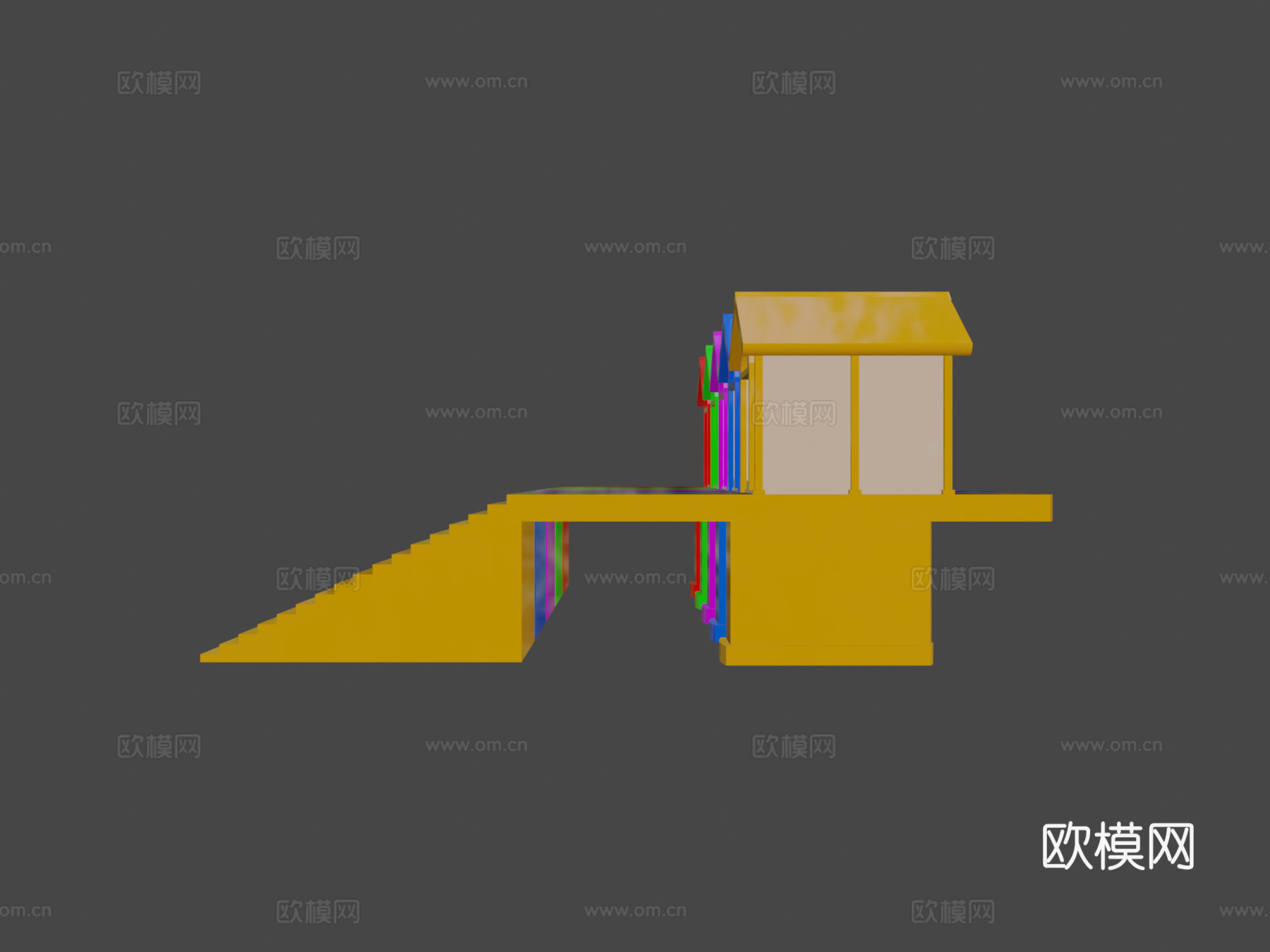 专业鸭子家庭与楼梯su模型