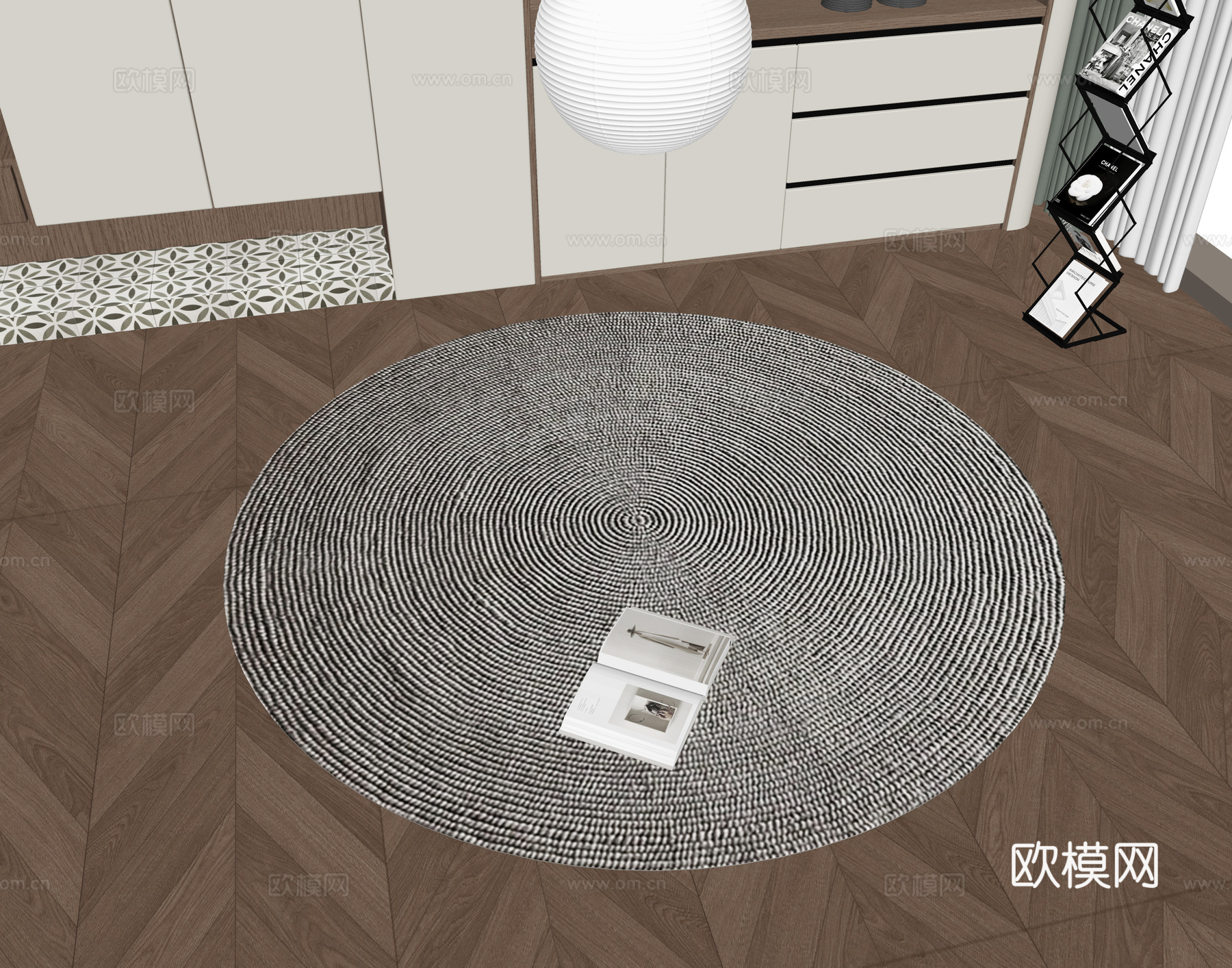 现代圆形地毯su模型