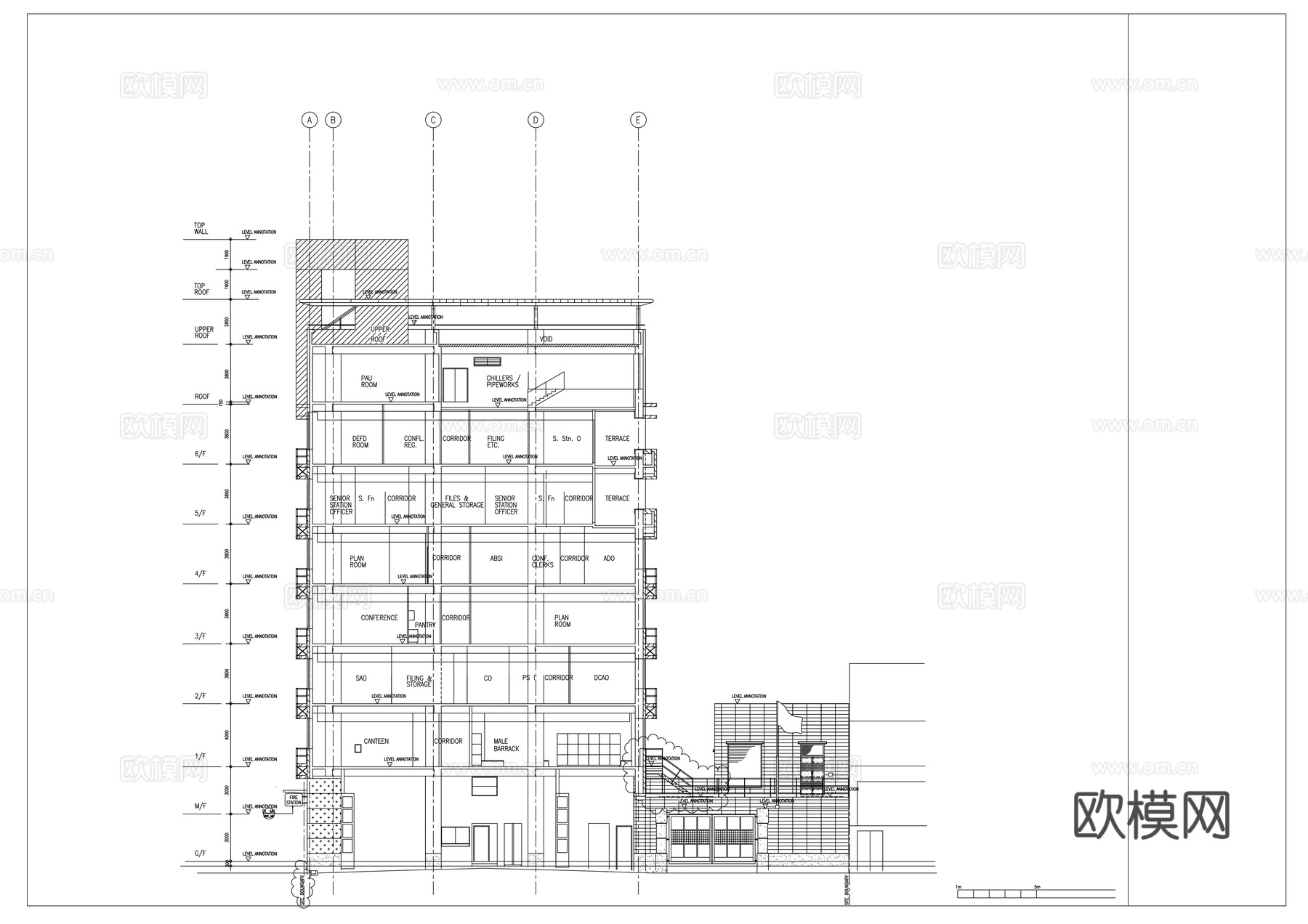 办公建筑cad施工图下载