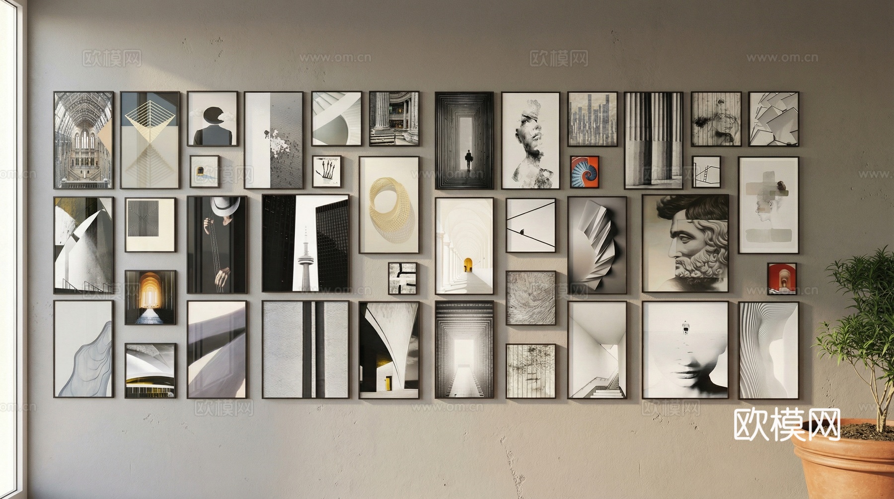 现代装饰挂画 莫兰迪挂画 抽象挂画 抽象装饰画su模型