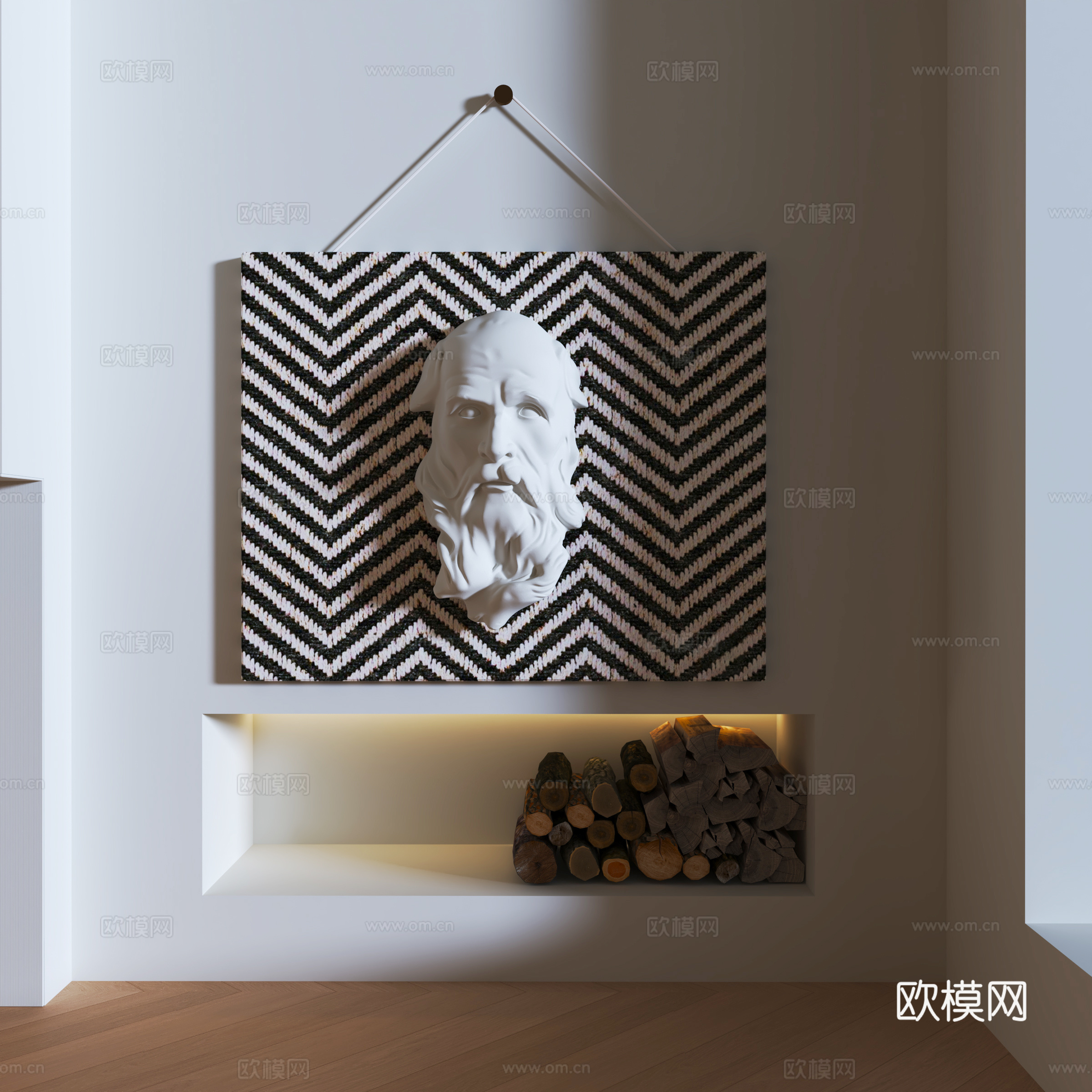 现代墙饰su模型