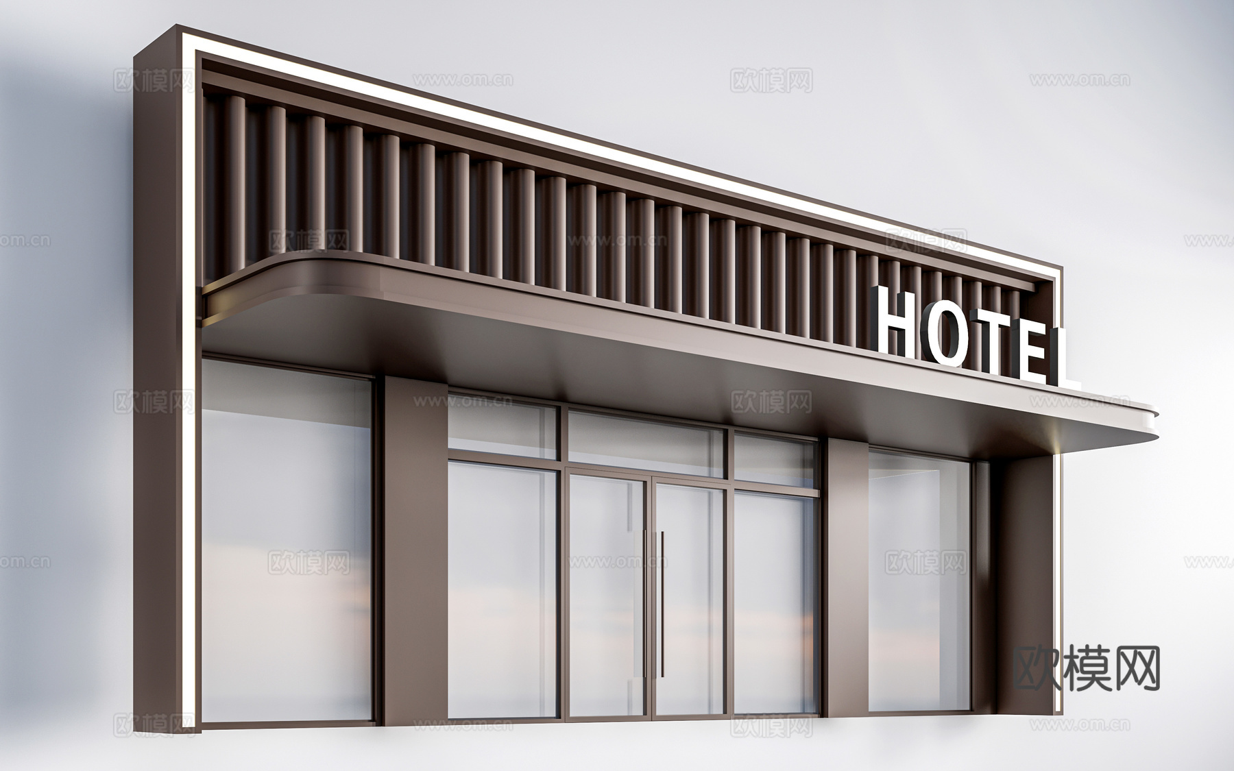 现代办公门头 写字楼门头 入口门头 单元门头su模型