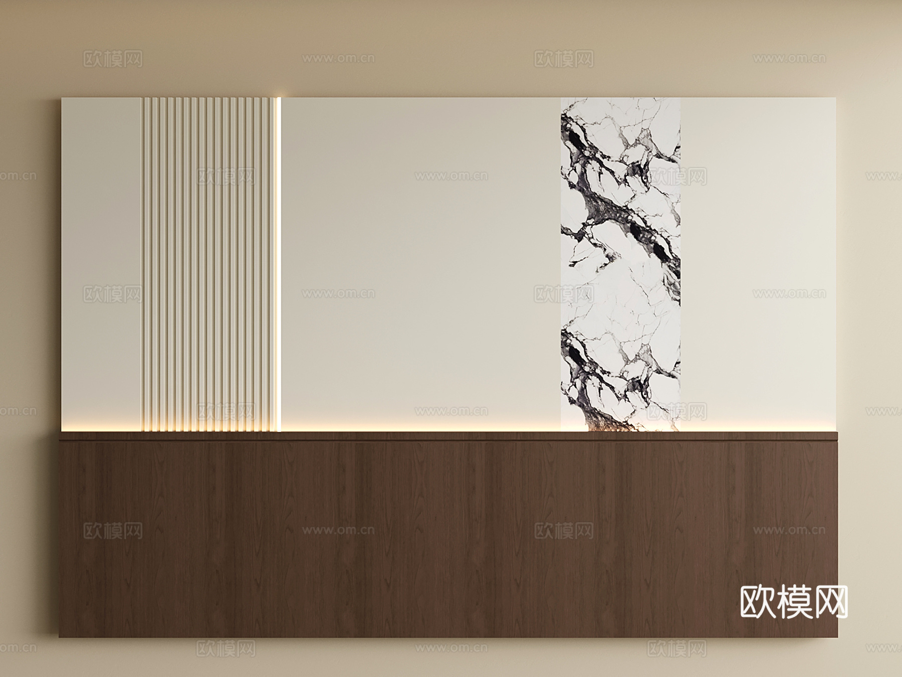 意式床头背景墙 现代卧室背景墙su模型