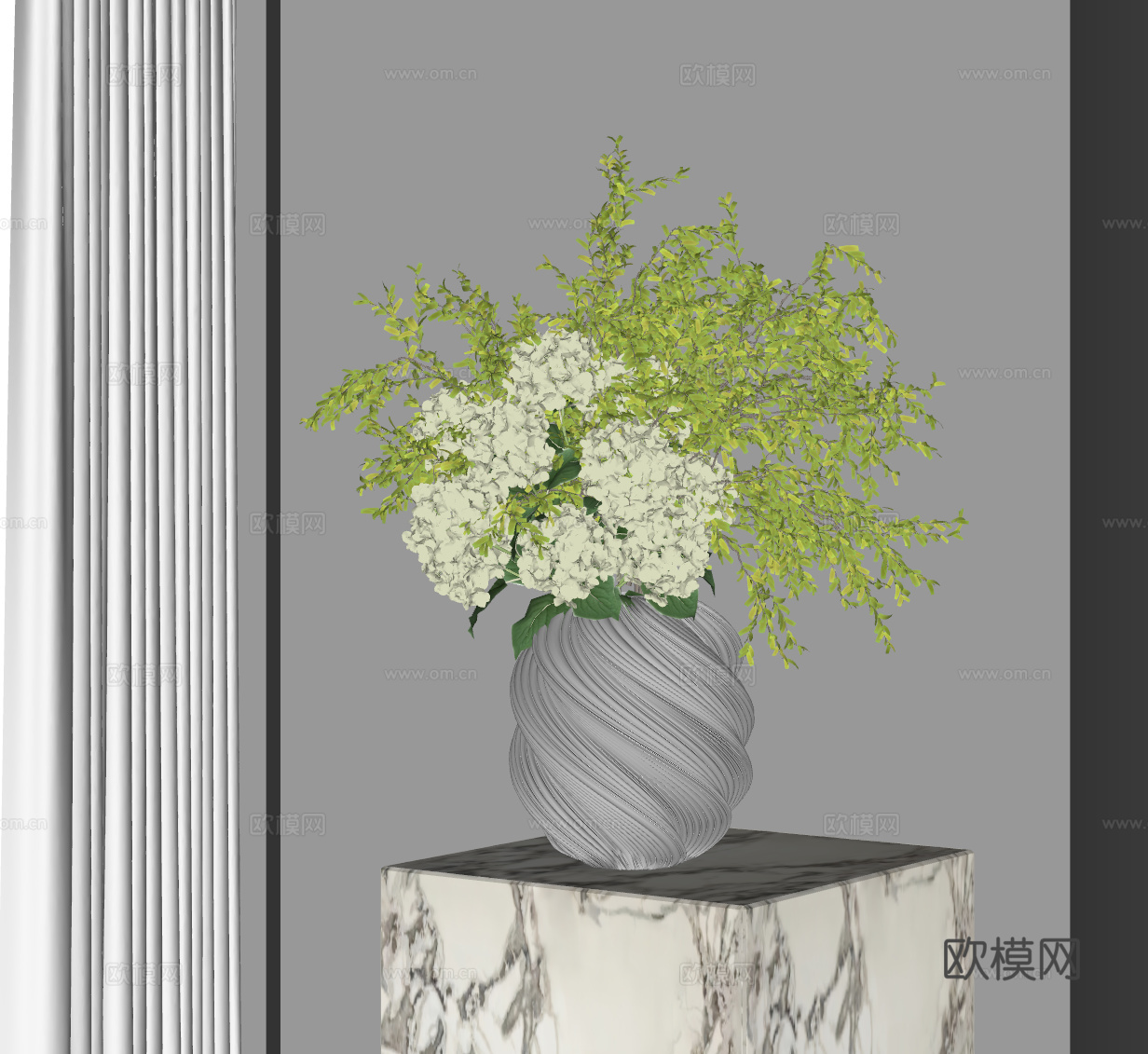 现代花瓶 花 花艺 书籍 摆件 饰品 花瓶摆件 现代花瓶花艺su模型