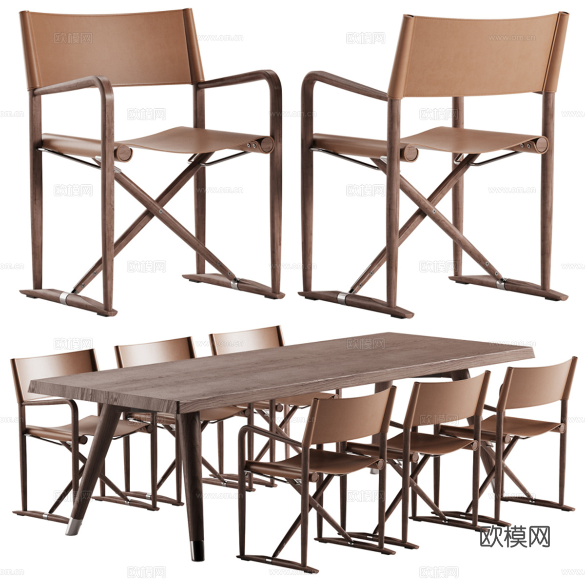 Flexform Luchino椅Adler桌套装3d模型