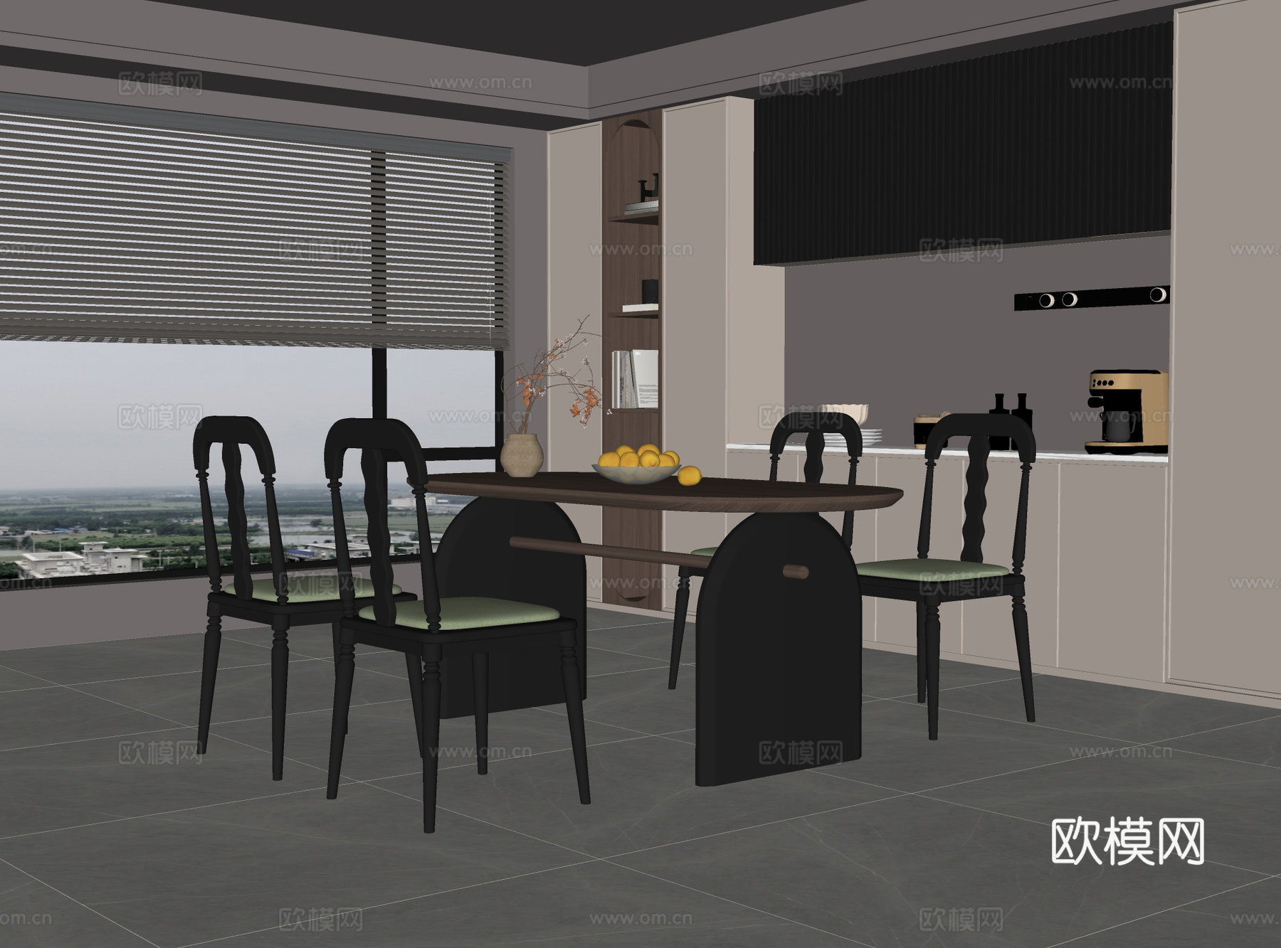 中古风餐厅su模型