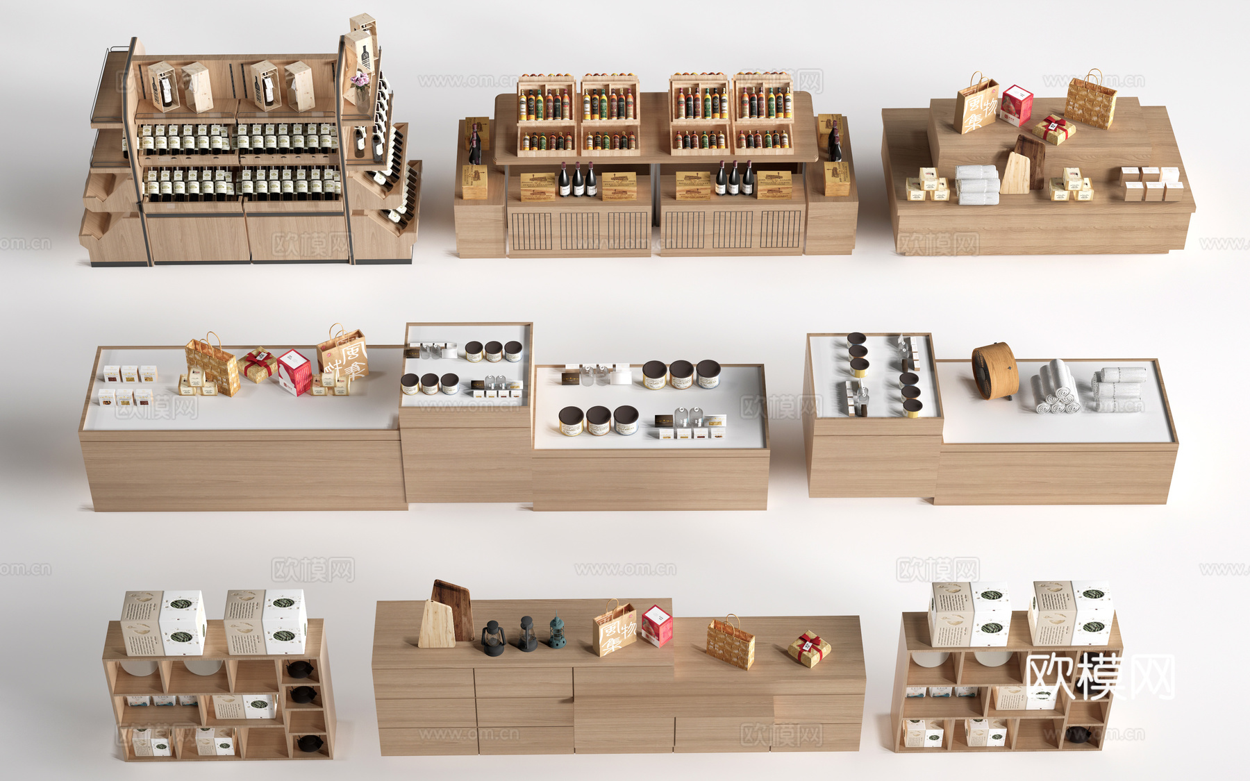 现代文创展台 文创展柜 文创展架 民俗小品su模型