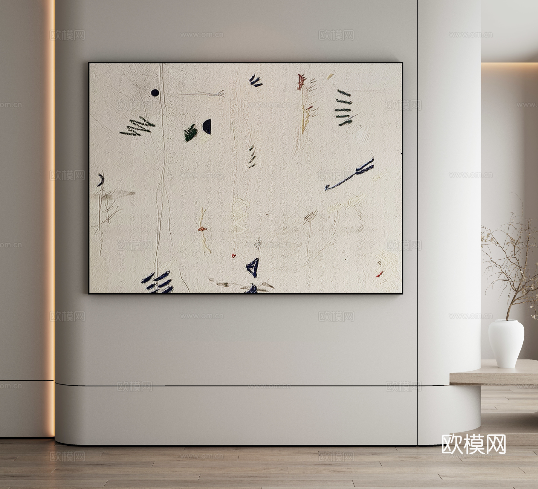 现代侘寂挂画 油画3d模型