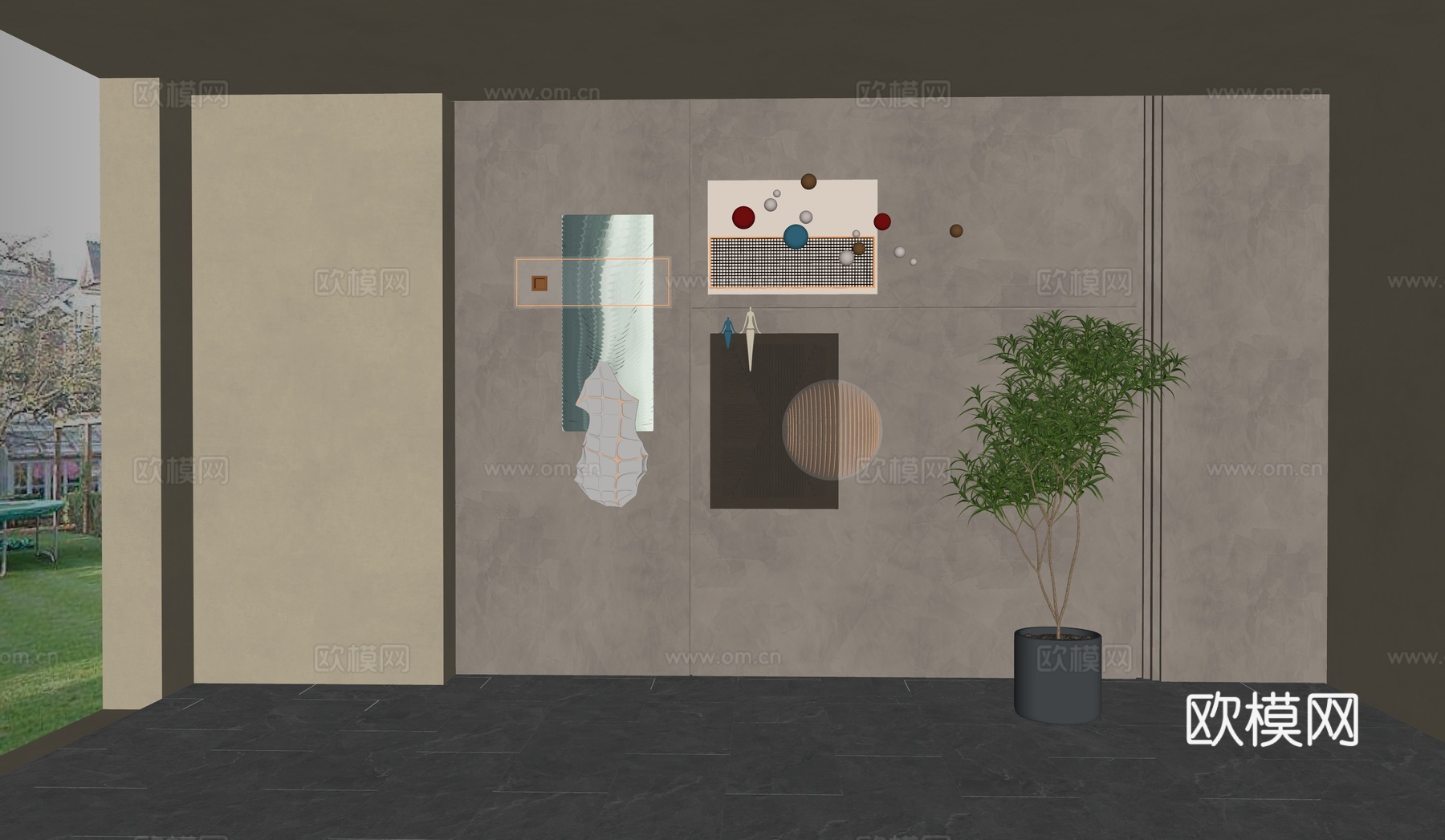 现代墙饰挂件  立体墙饰su模型