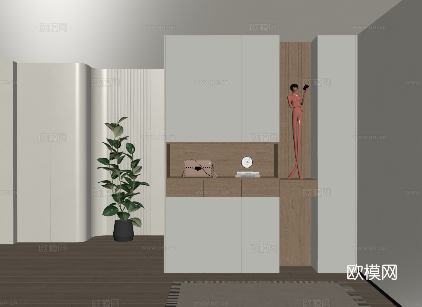 现代入户鞋柜 玄关隔断柜 玄关装饰柜su模型