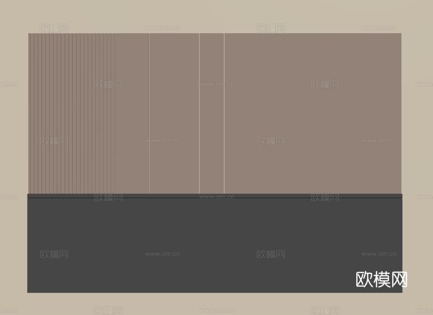 意式床头背景墙 现代卧室背景墙su模型下载（渲染图2）