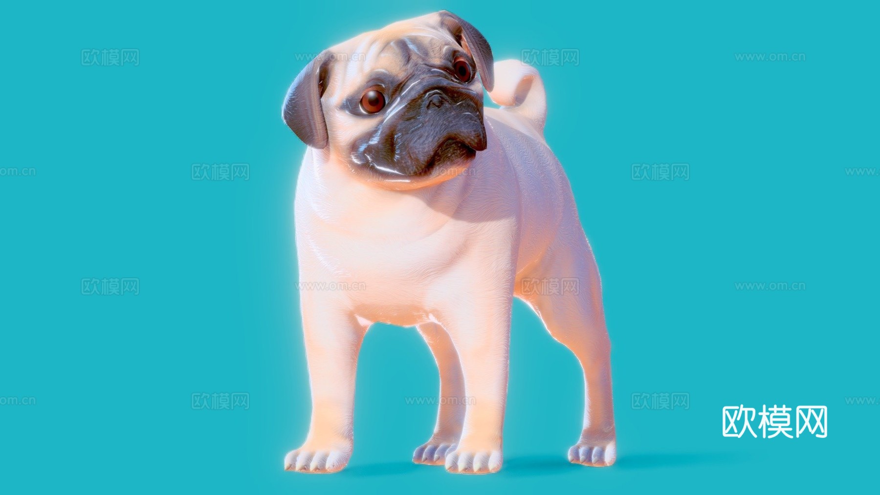 低多边形风格化狗巴哥犬su模型