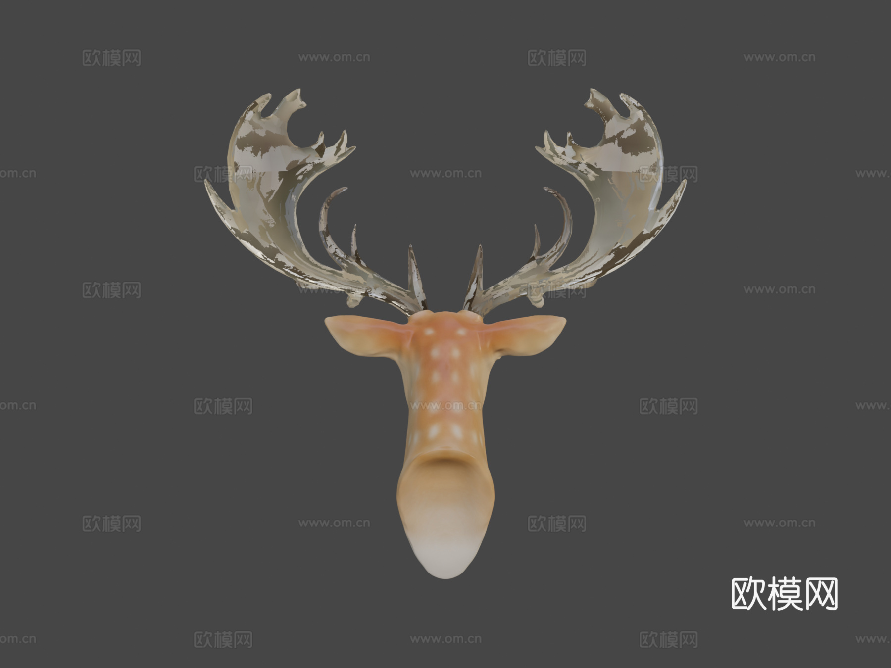 鹿半身像su模型