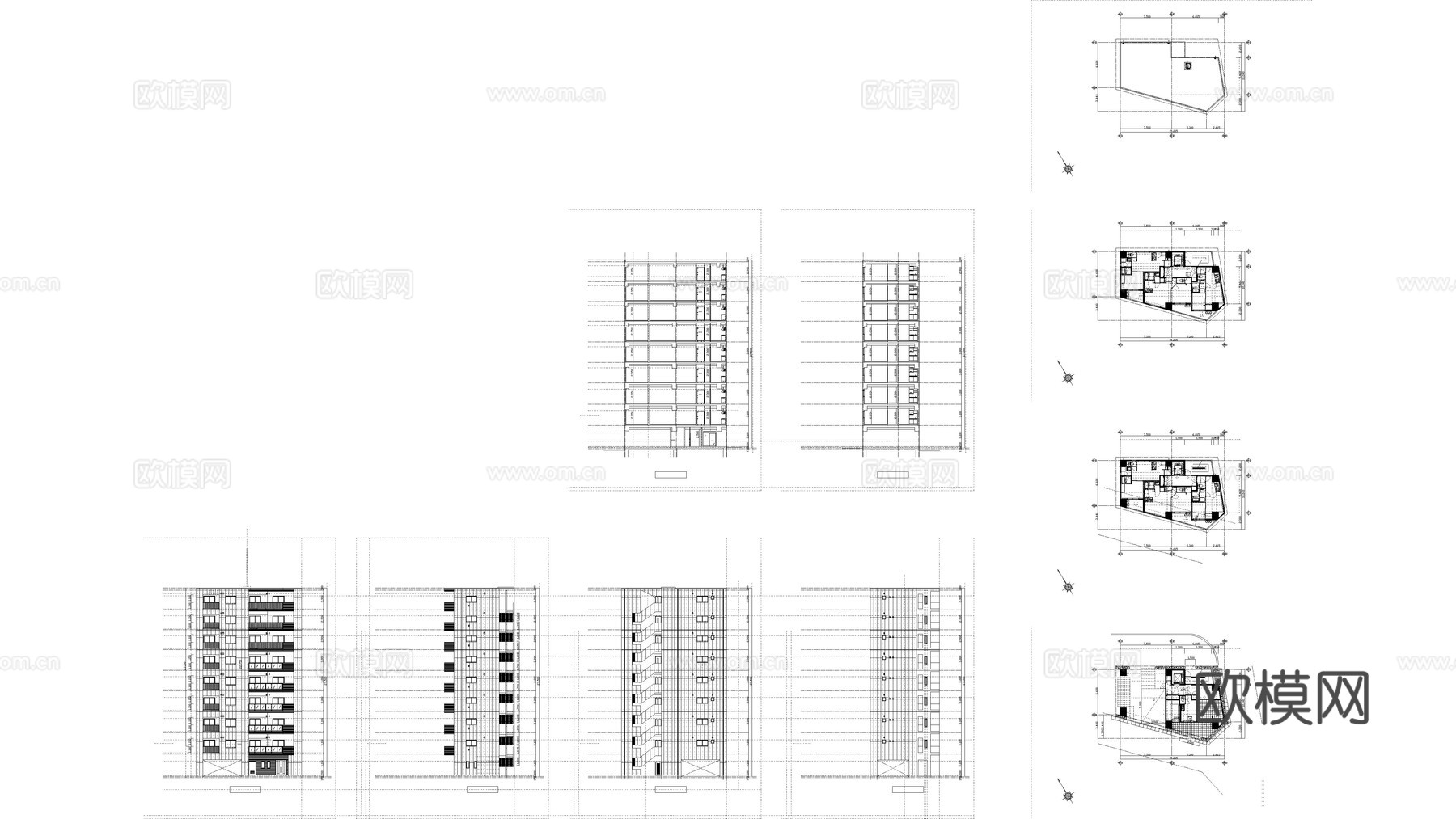 公寓建筑图纸 大厦建筑图纸 住宅建筑图纸 办公写字楼图纸cad施工图下载（渲染图2）