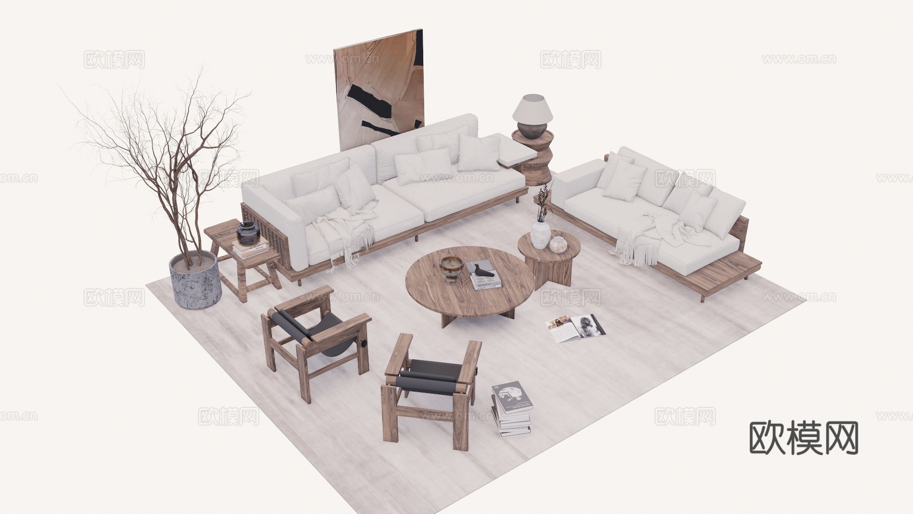 客厅 家装 衣帽间 门窗 茶室su模型下载（渲染图1）