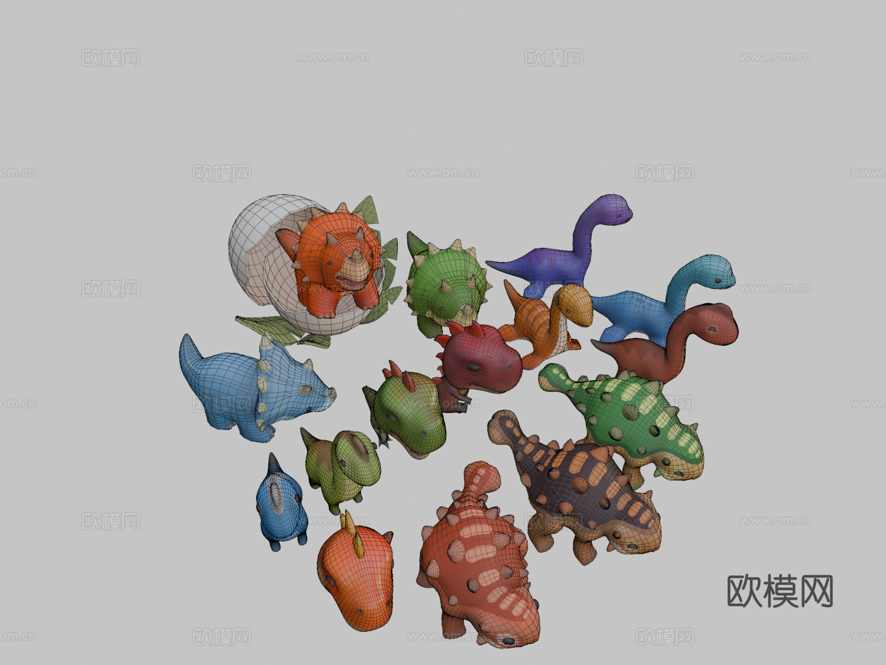 卡通恐龙套装合集su模型