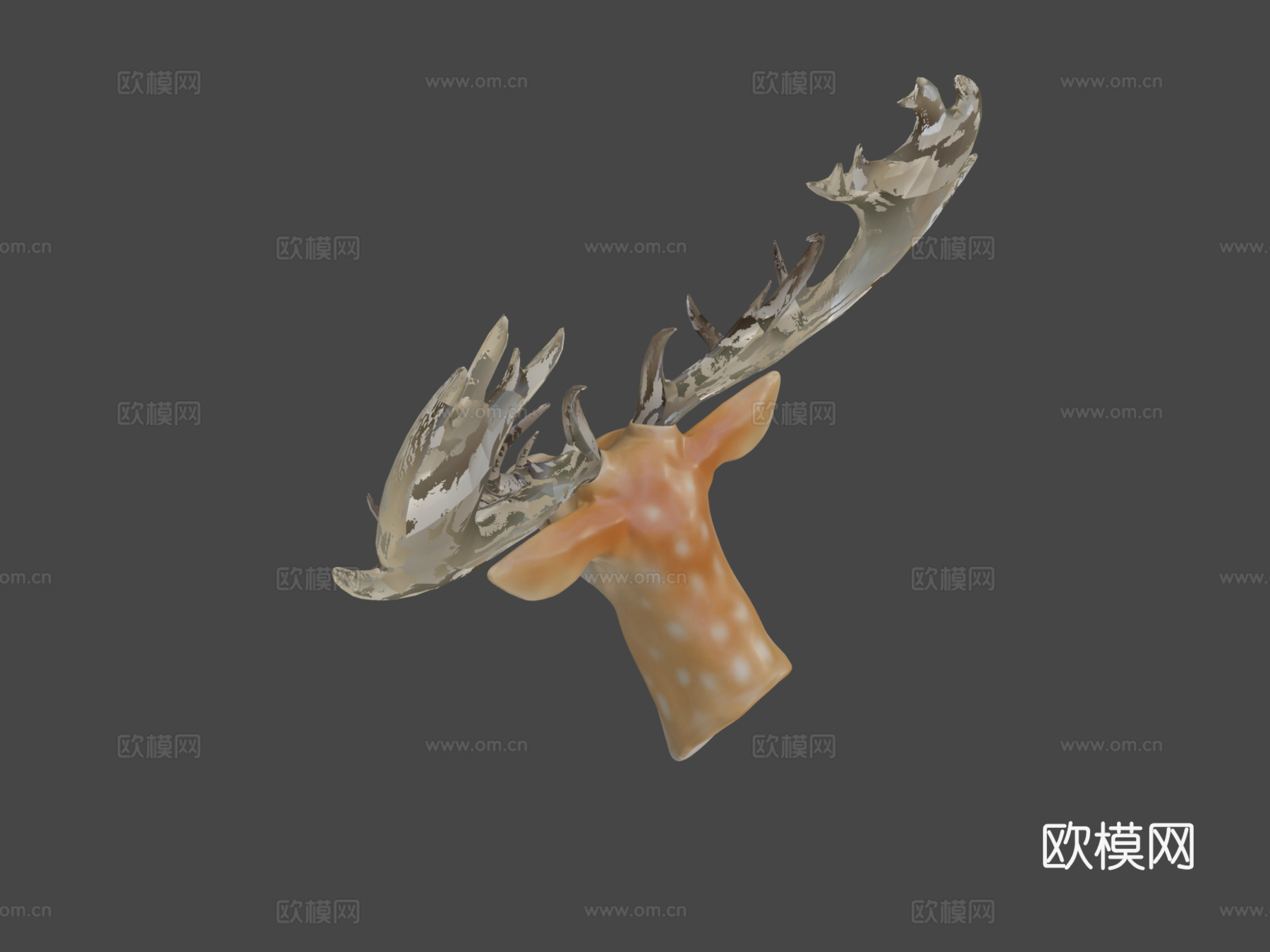 鹿半身像su模型