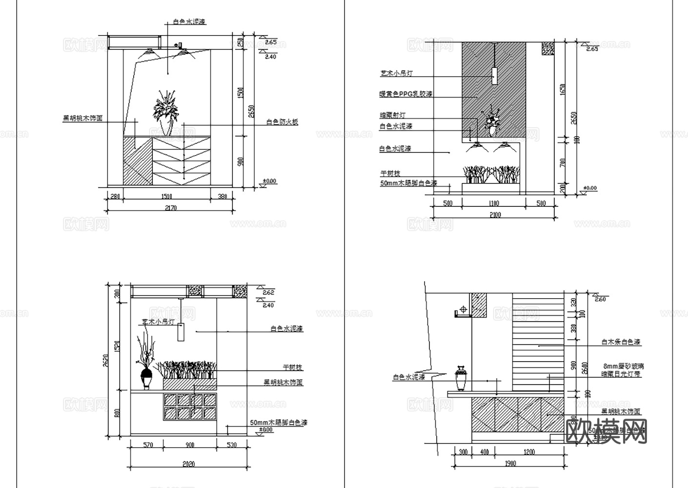 玄关柜 鞋柜 入户玄关 餐边柜 柜子 定制鞋柜 定制玄关柜cad施工图下载（渲染图5）