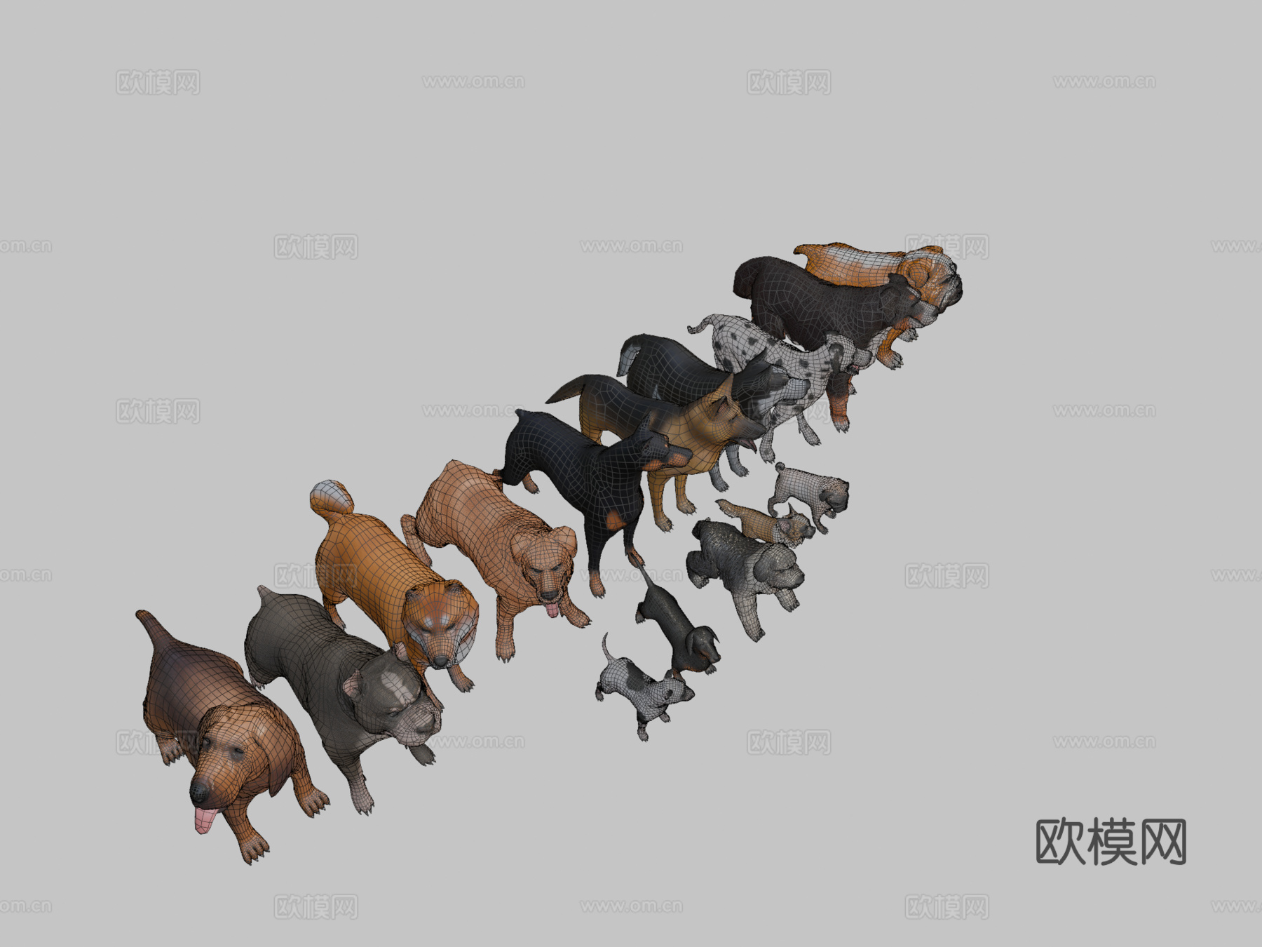 风格化犬只捆绑版su模型下载（渲染图2）