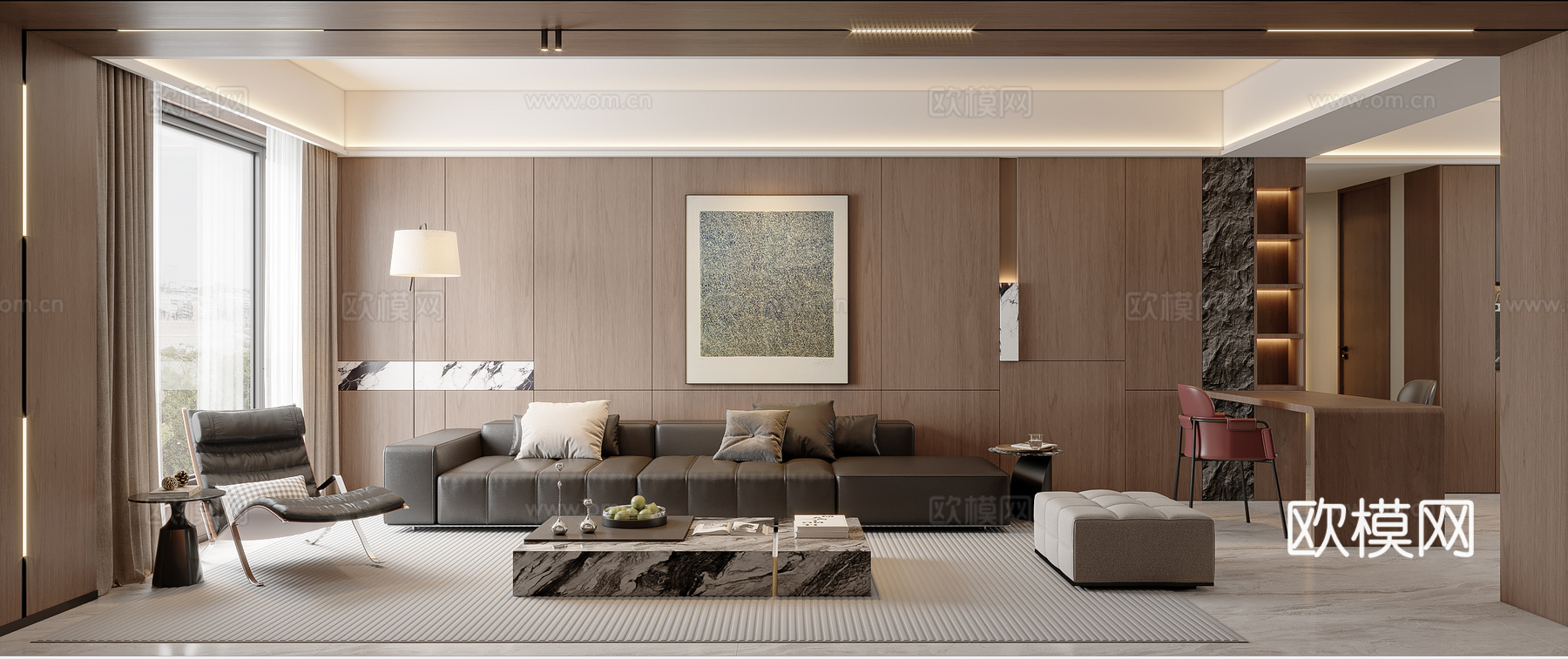 意式轻奢简约客餐厅3d模型下载