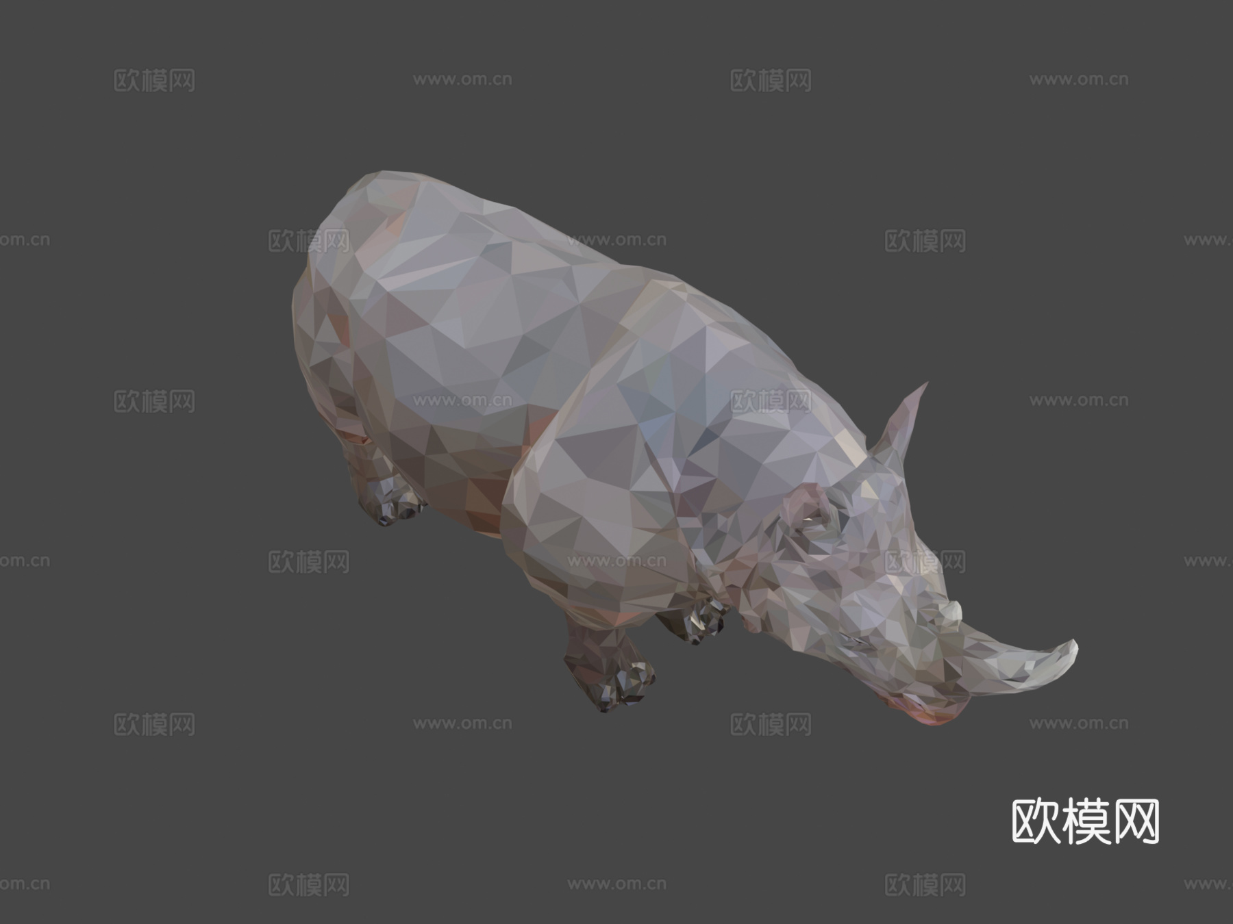 低多边形艺术非洲动物犀牛su模型