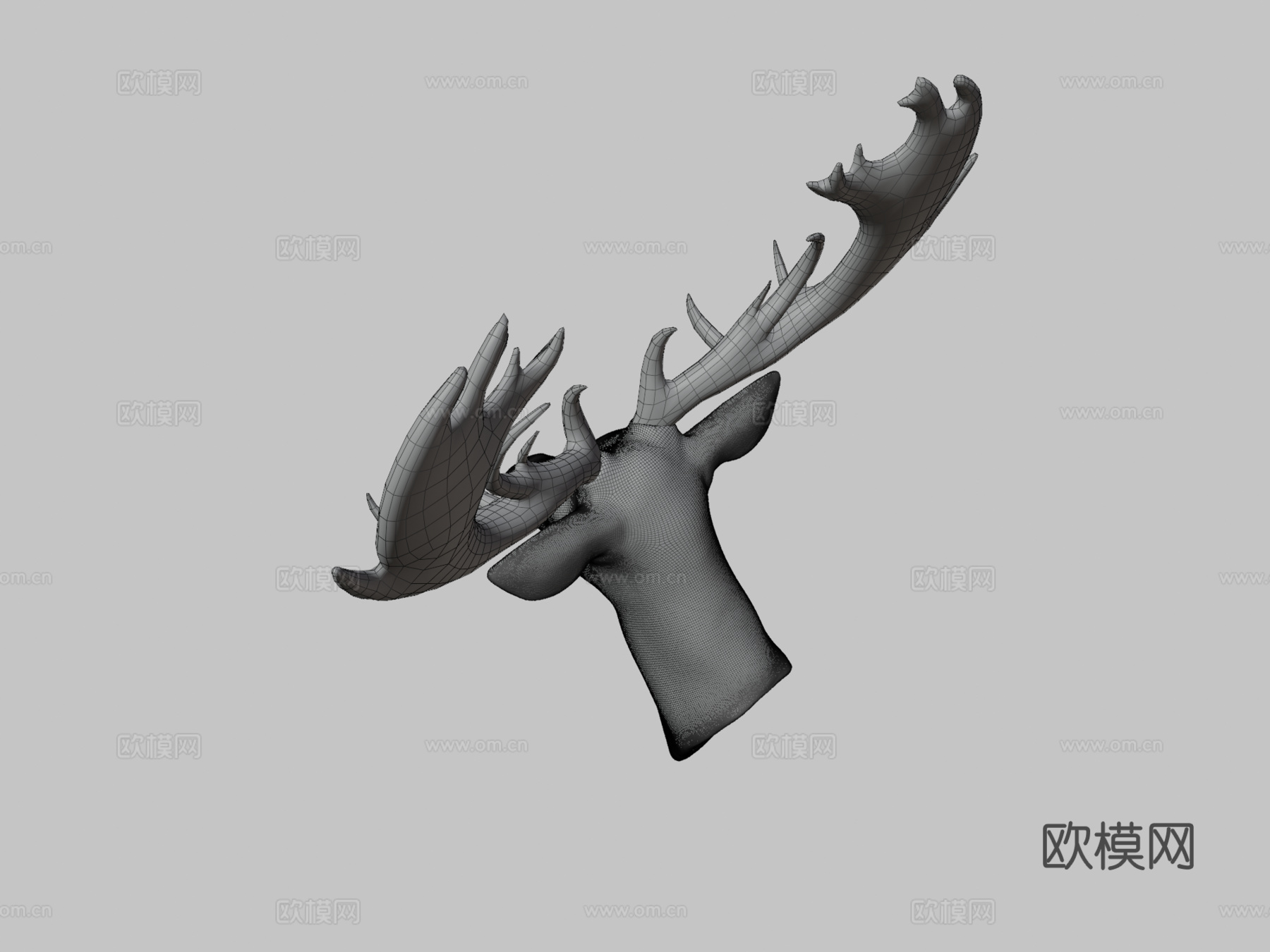 鹿半身像su模型