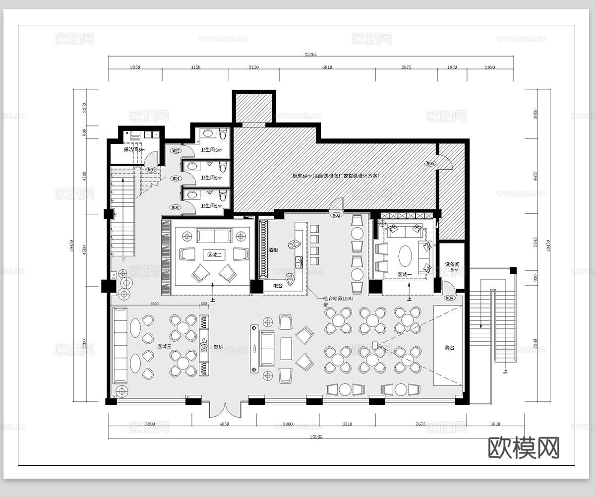 清吧酒馆 CAD平面布置图  音乐餐厅 小酒吧 酒吧餐厅cad施工图