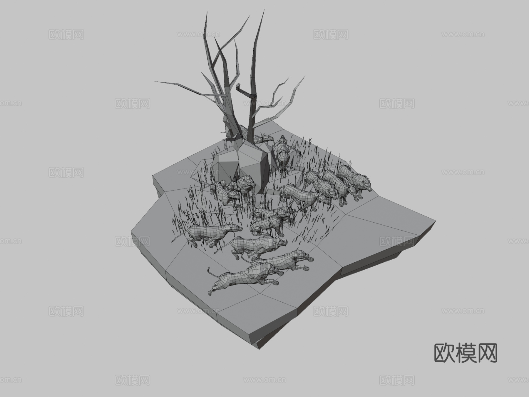 狮子su模型下载（渲染图3）