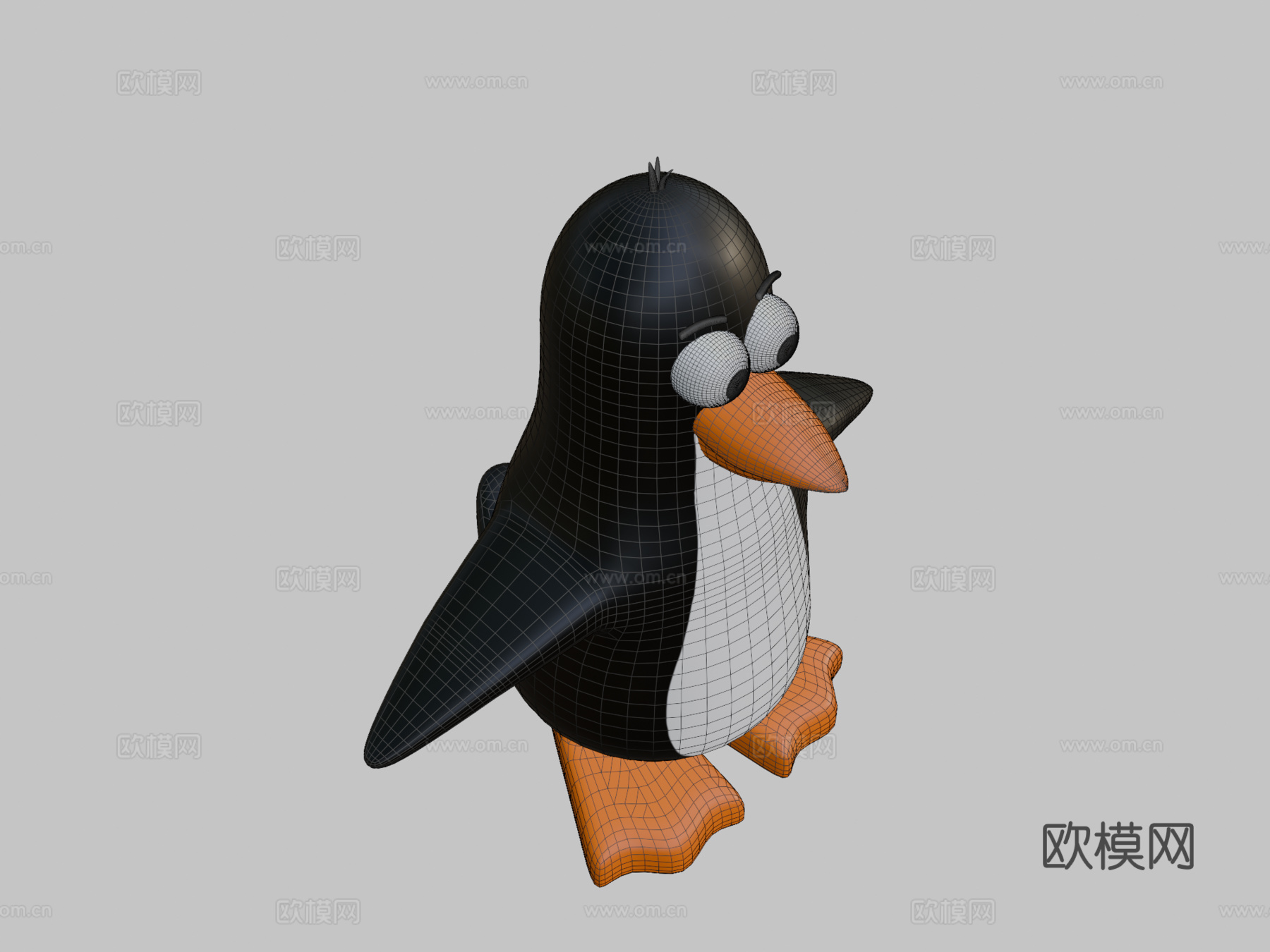 风格化企鹅角色绑定su模型