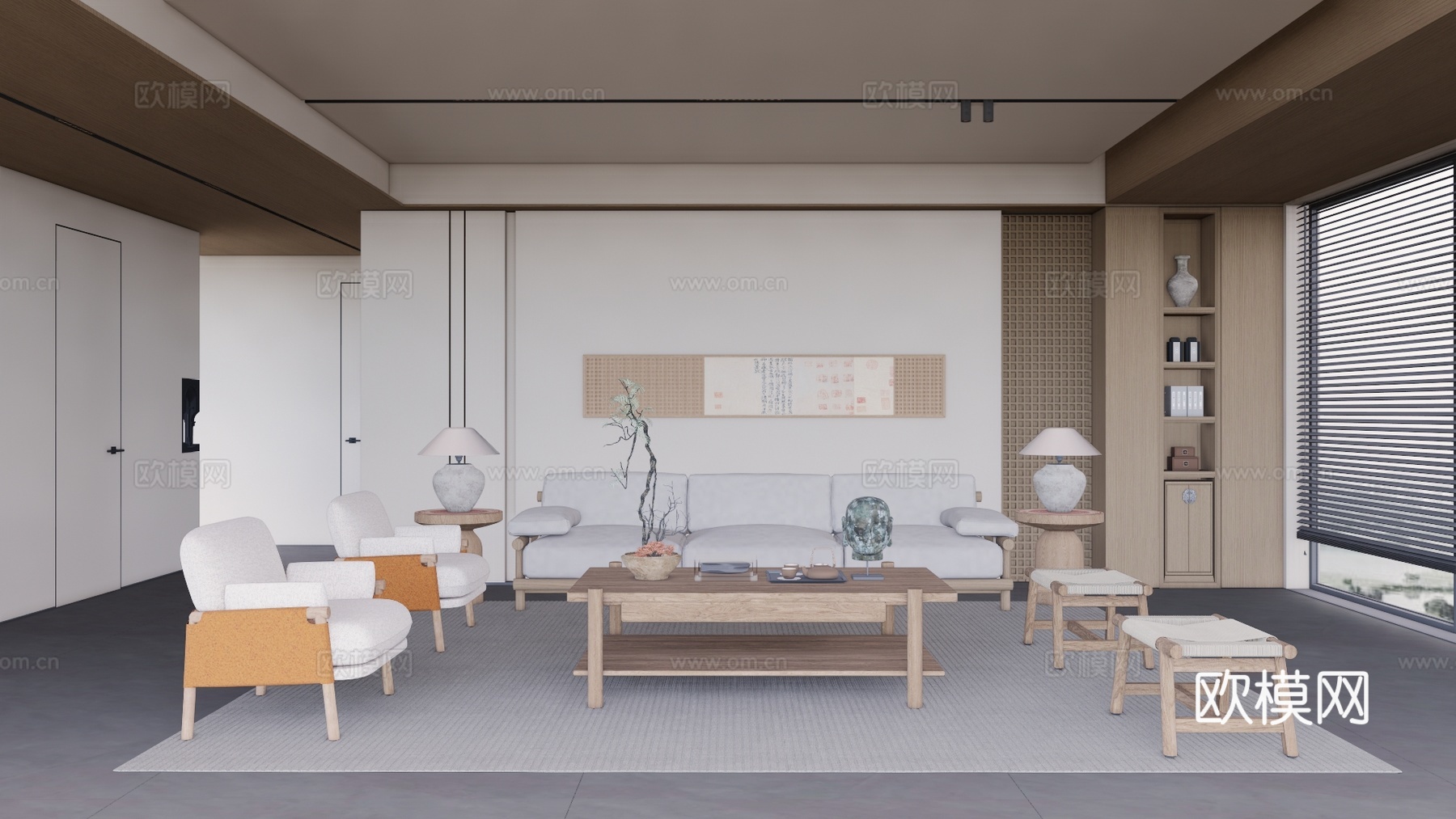 餐厅 衣帽间 厨房 家装 门窗 茶室su模型下载（渲染图1）